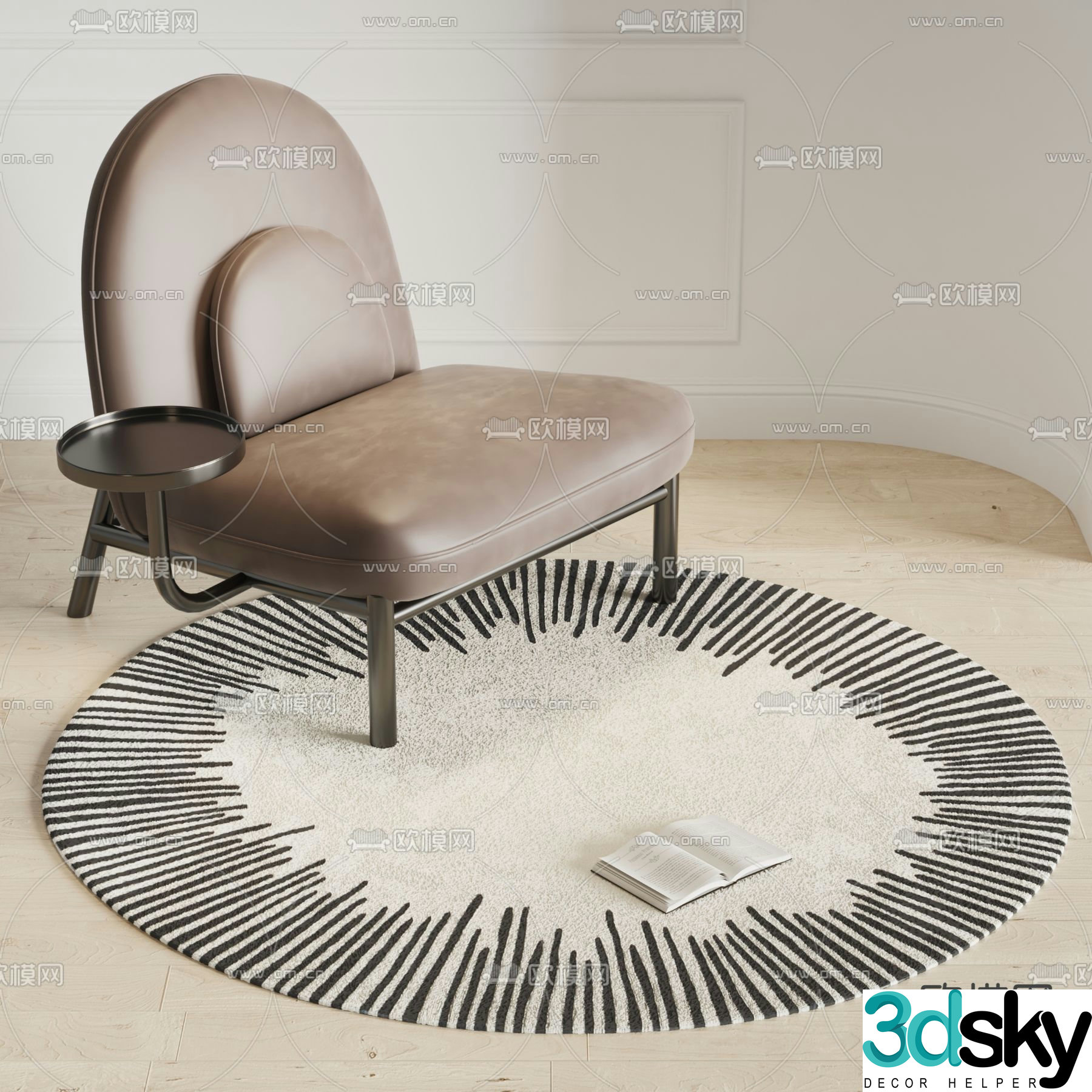 Cor modern leather lounge chair 3d model