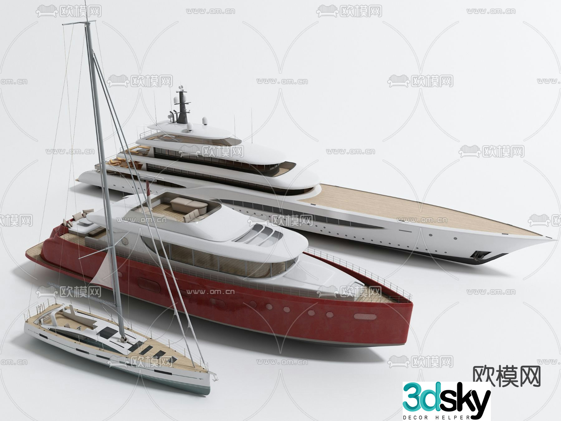 Modern yacht tourist boat 3d model