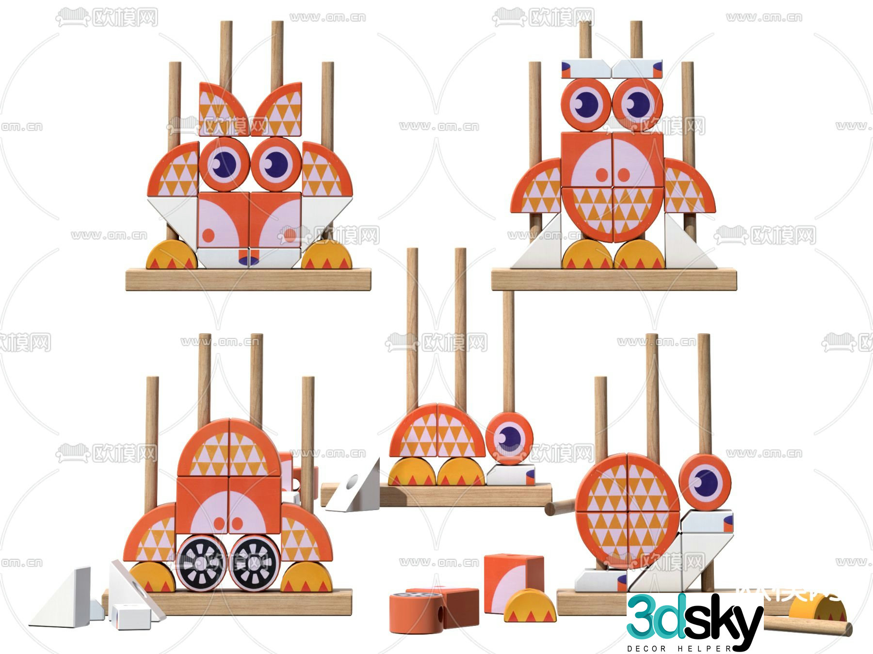 Modern children’s building block toys 3d model