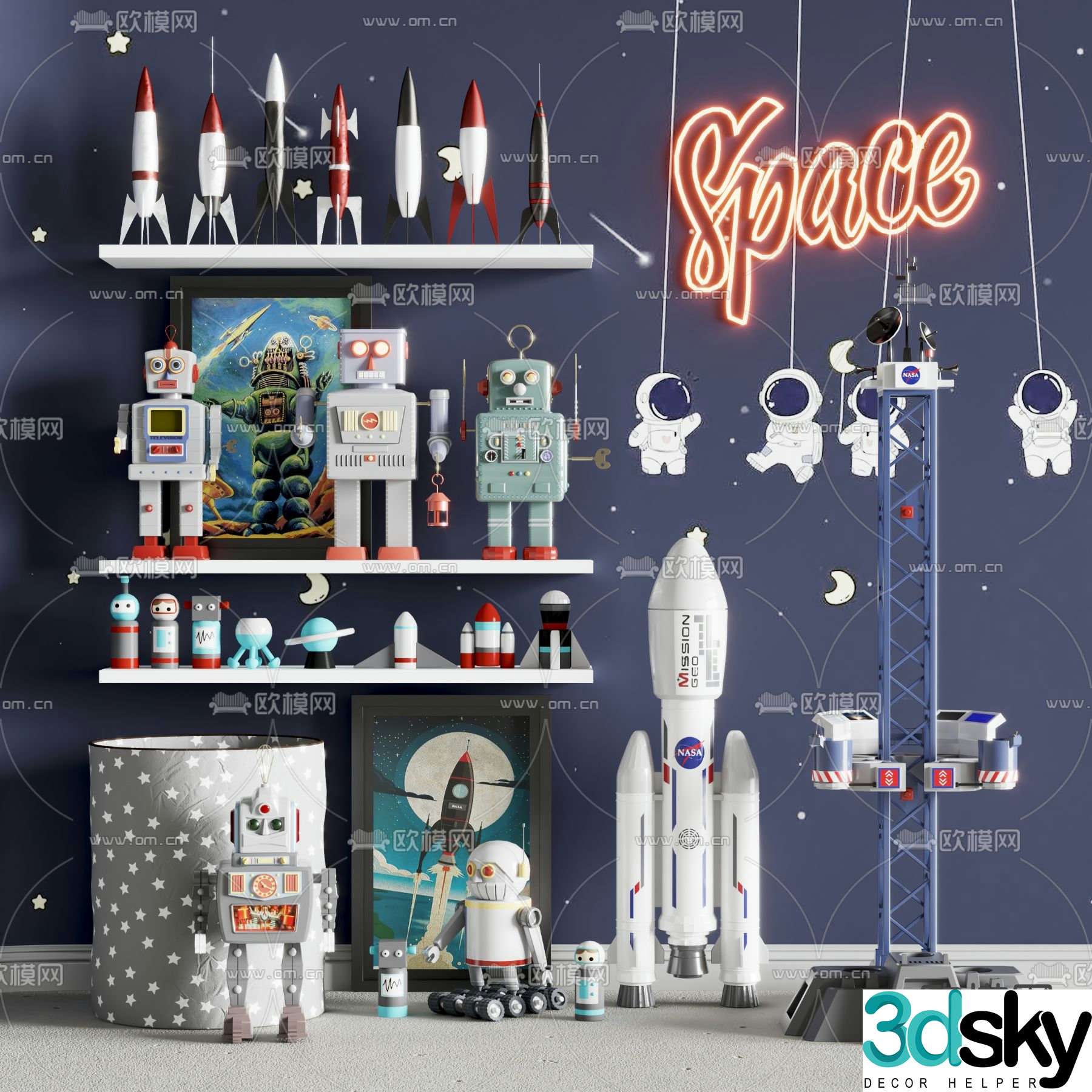 Modern robot toy ornament 3d model