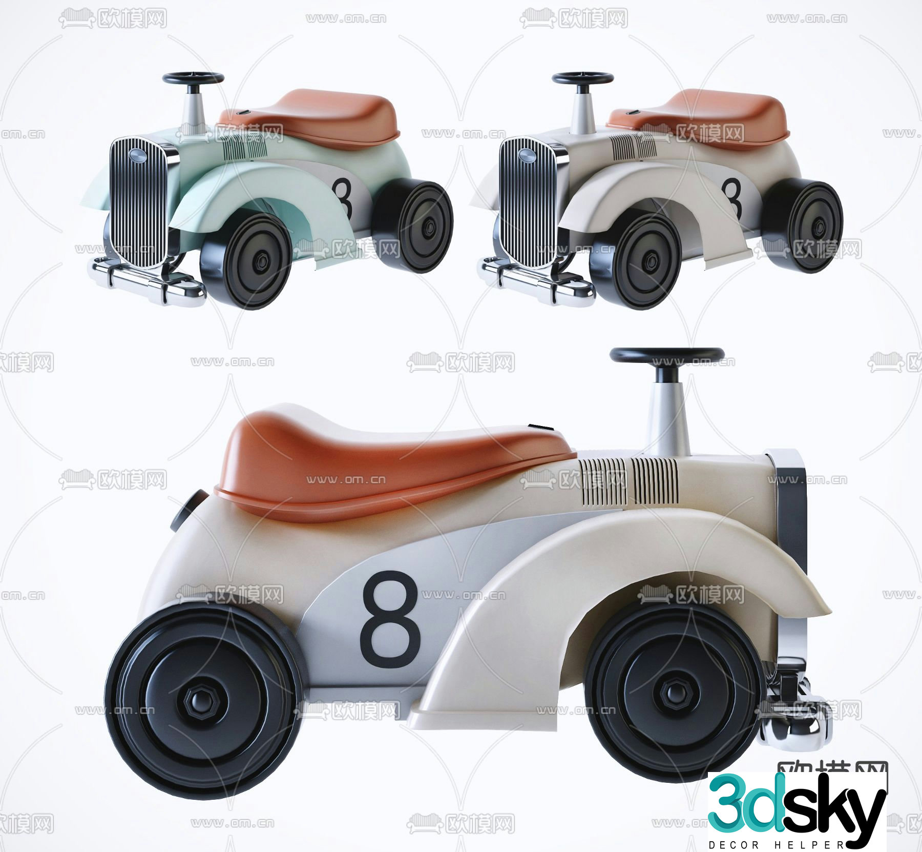 Modern children’s toy car twist car 3d model