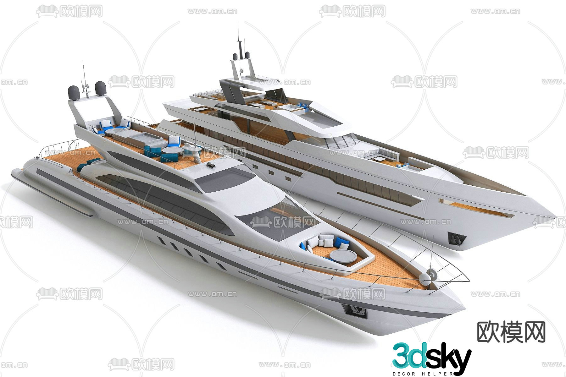 Modern yacht sightseeing boat 3d model