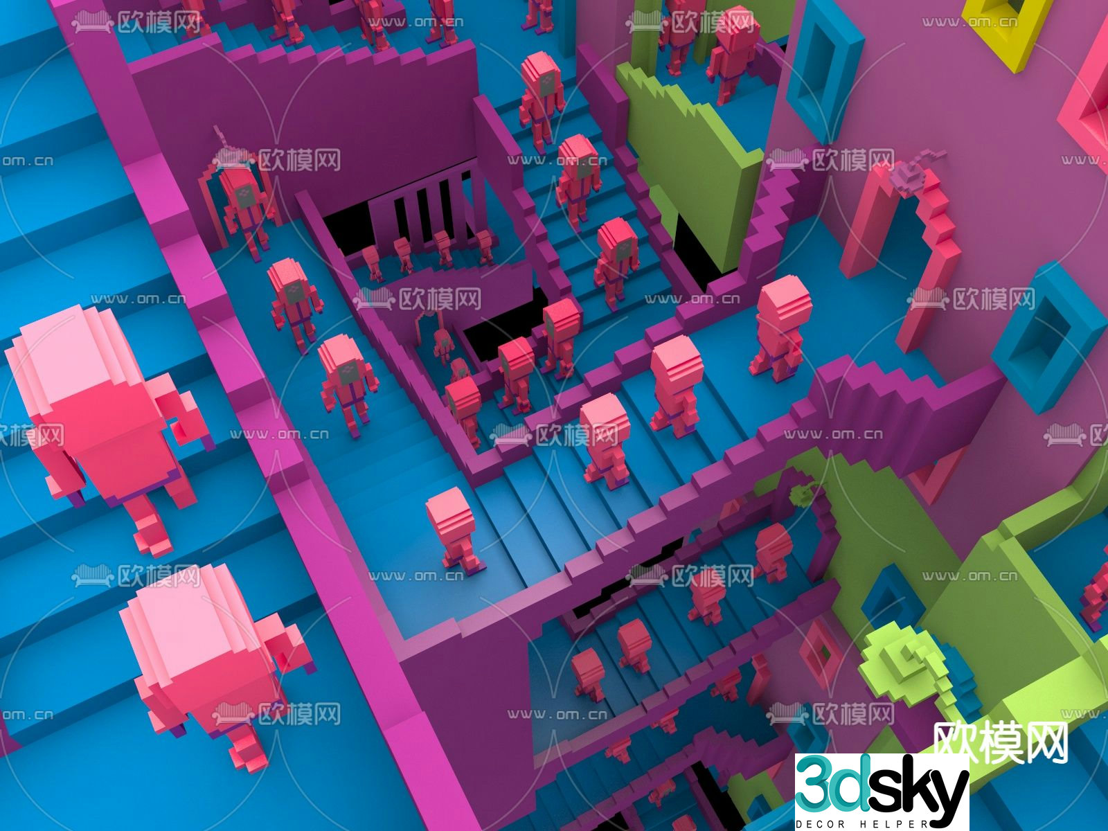 Modern minecraft children’s toys 3d model
