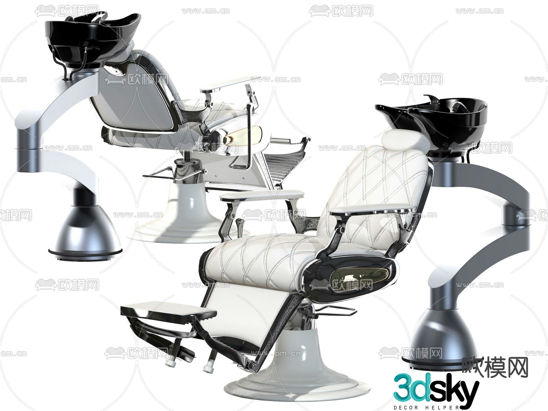 Modern beauty salon shampoo chair 3d model