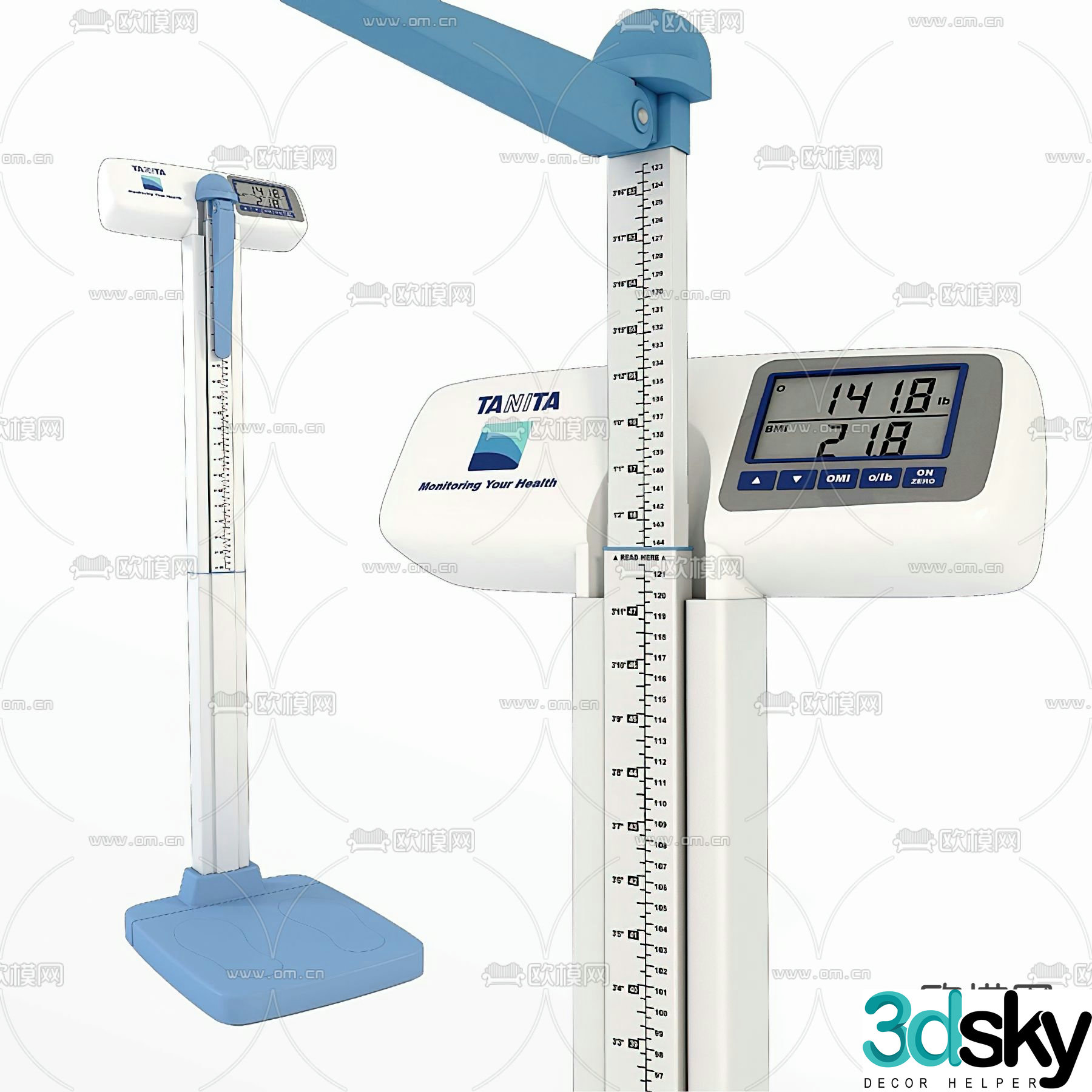 Modern electronic weight scale and height gauge 3d model