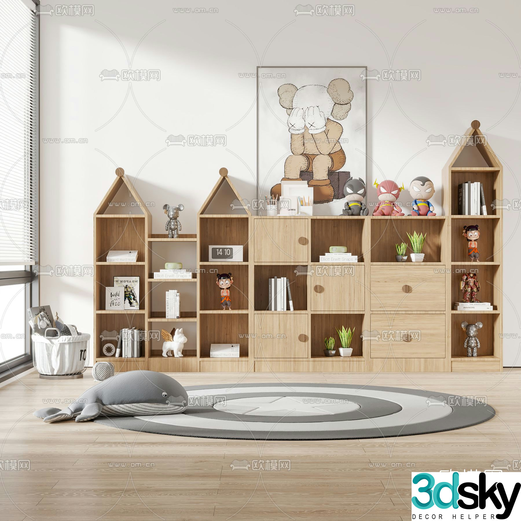 Nordic children’s cabinet decorative cabinet 3d model