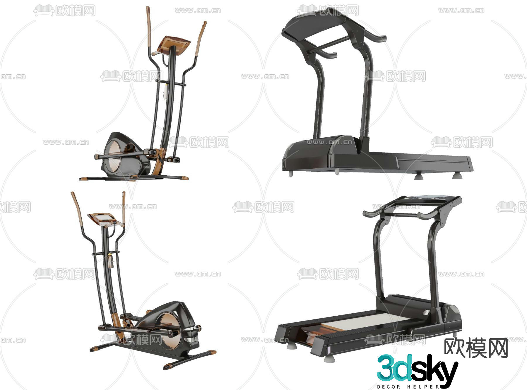 Modern treadmill fitness equipment 3d model