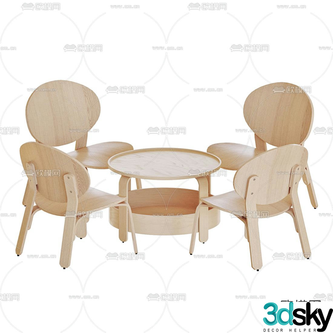 Modern children’s table and chair 3d model