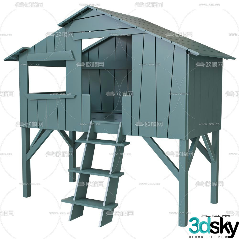 Nordic children’s toy wooden house 3d model