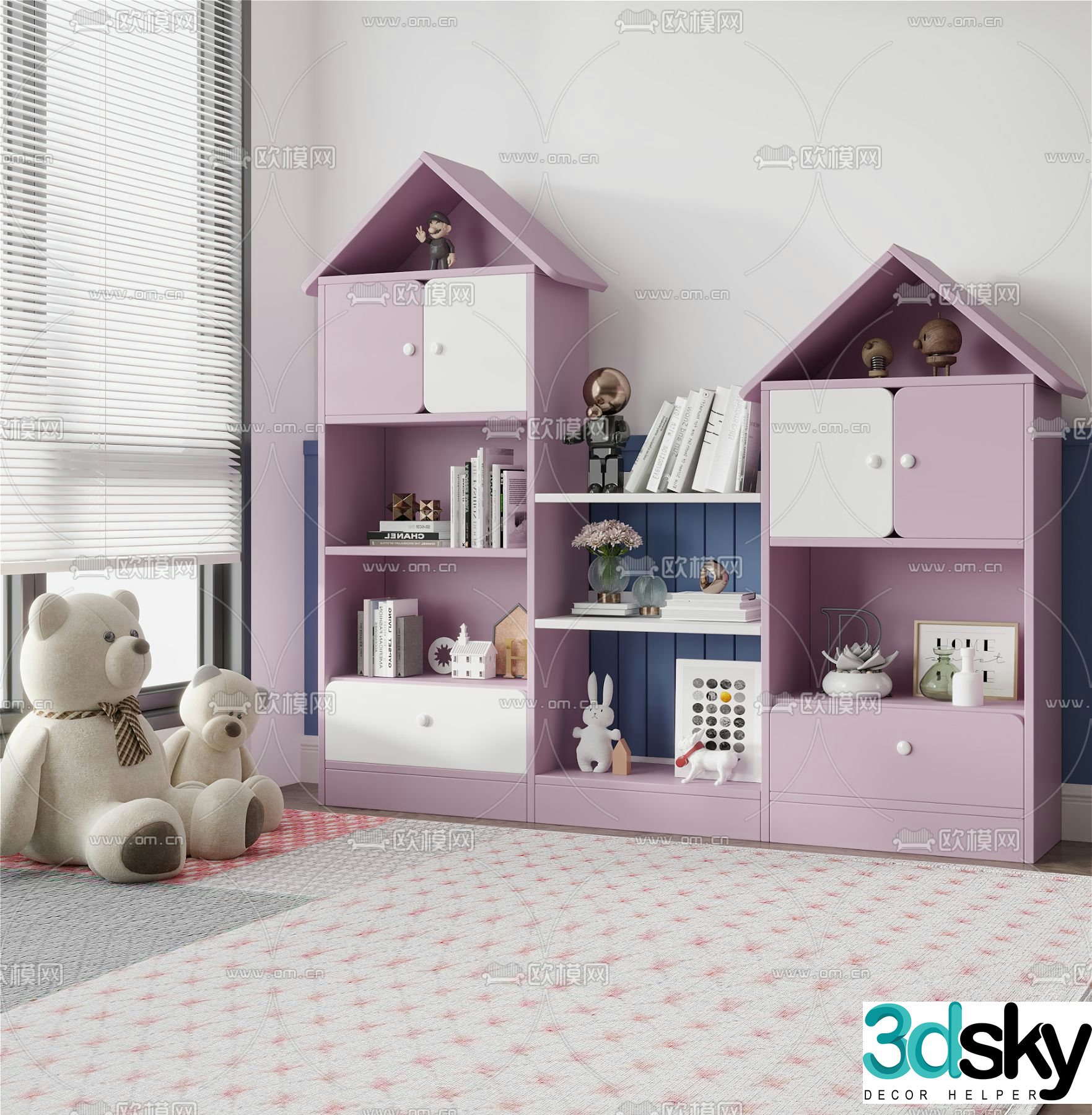 Modern children’s storage cabinet 3d model