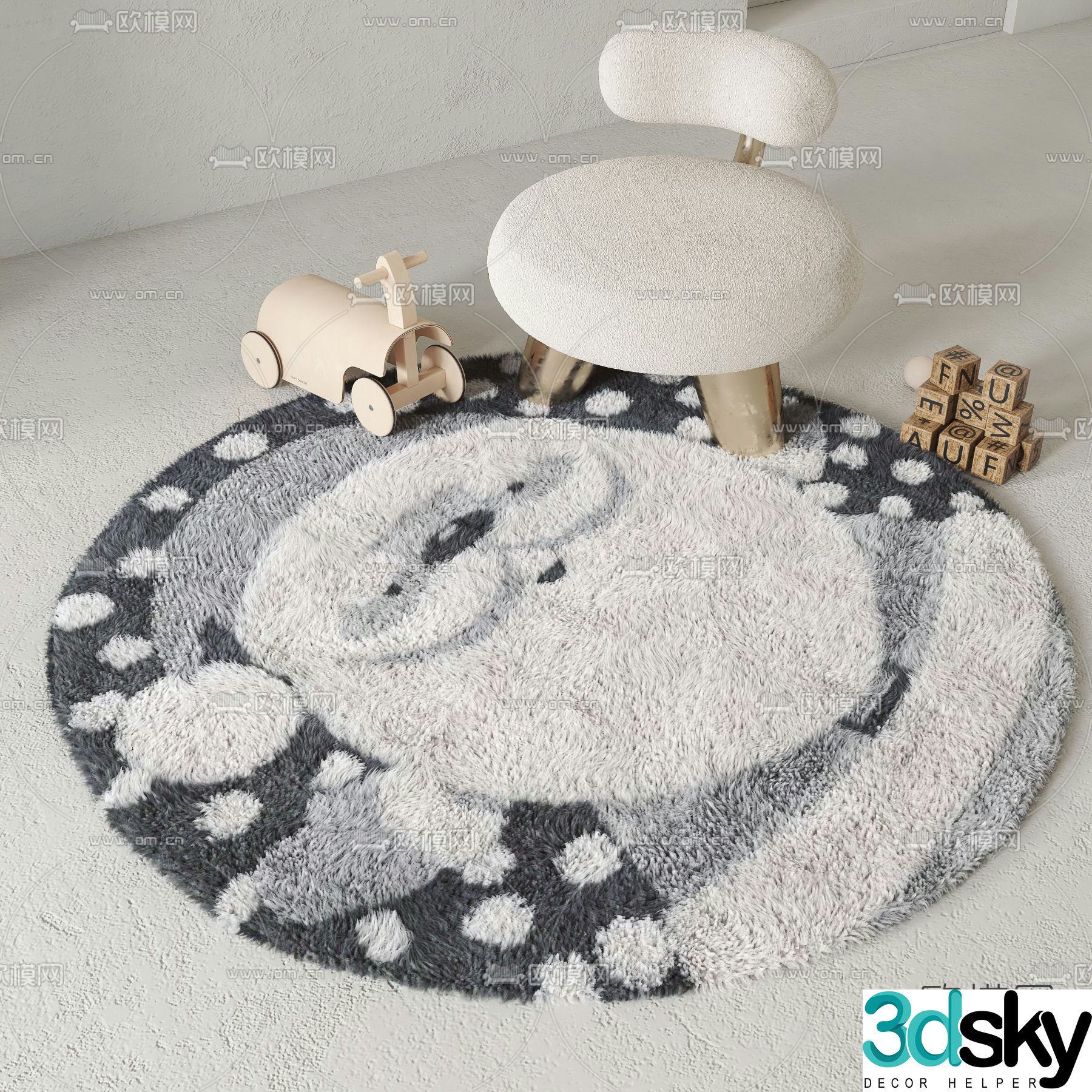 Modern Christmas children’s rug 3d model