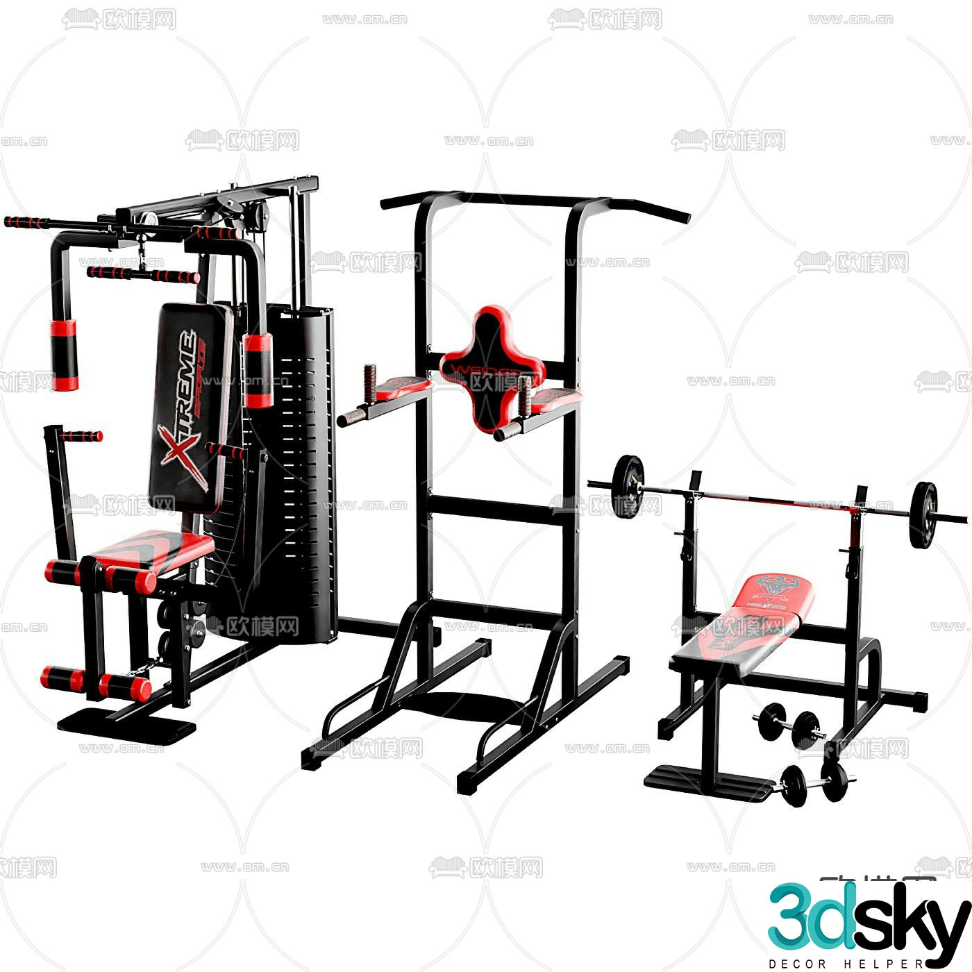Modern fitness equipment 3d model