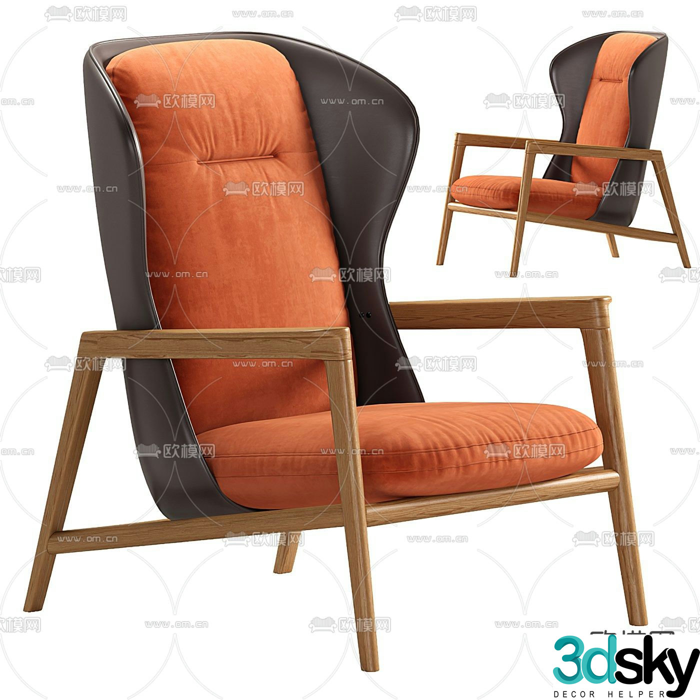 Natuzzi modern high back lounge chair 3d model