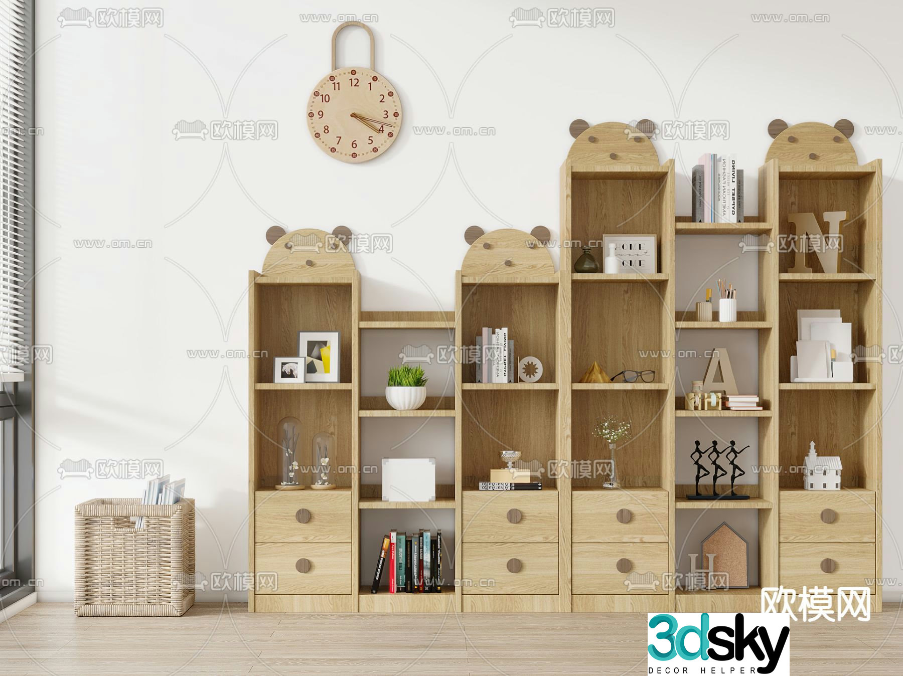 Nordic children’s storage decorative cabinet 3D model
