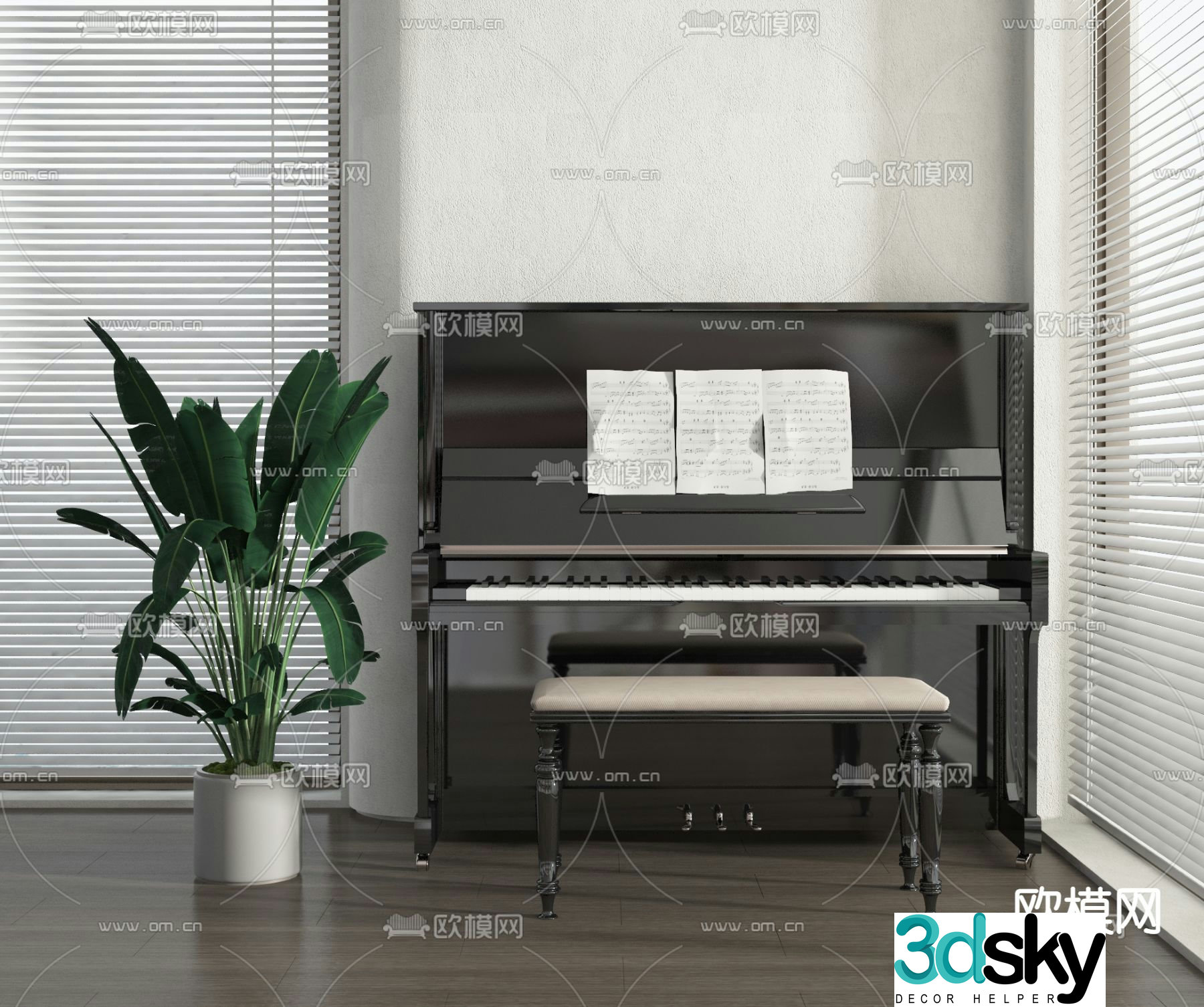 modern piano 3d model