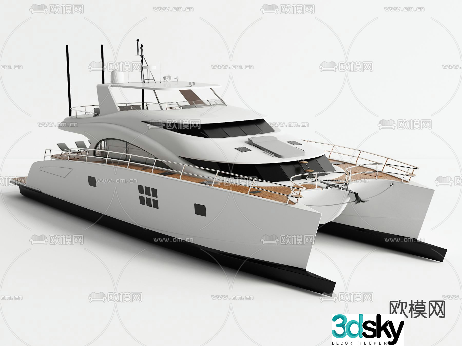Modern yacht sightseeing boat 3d model