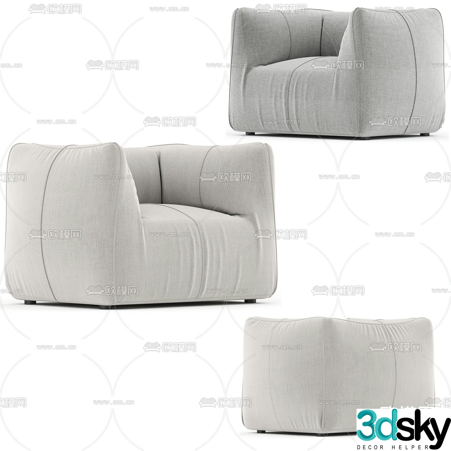 B&B italia modern fabric single sofa 3d model