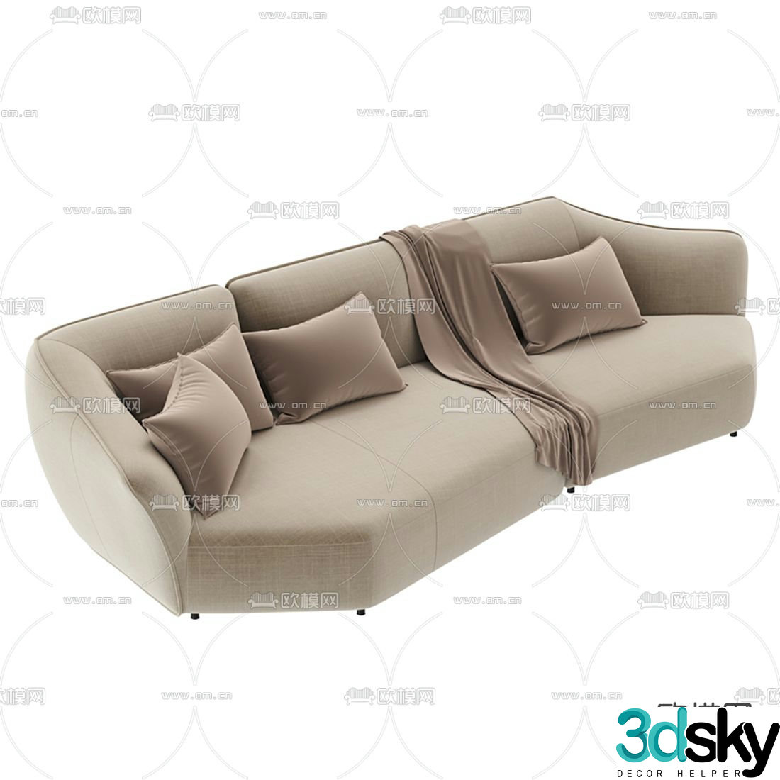 Natuzzi modern fabric multi-seater sofa 3d model