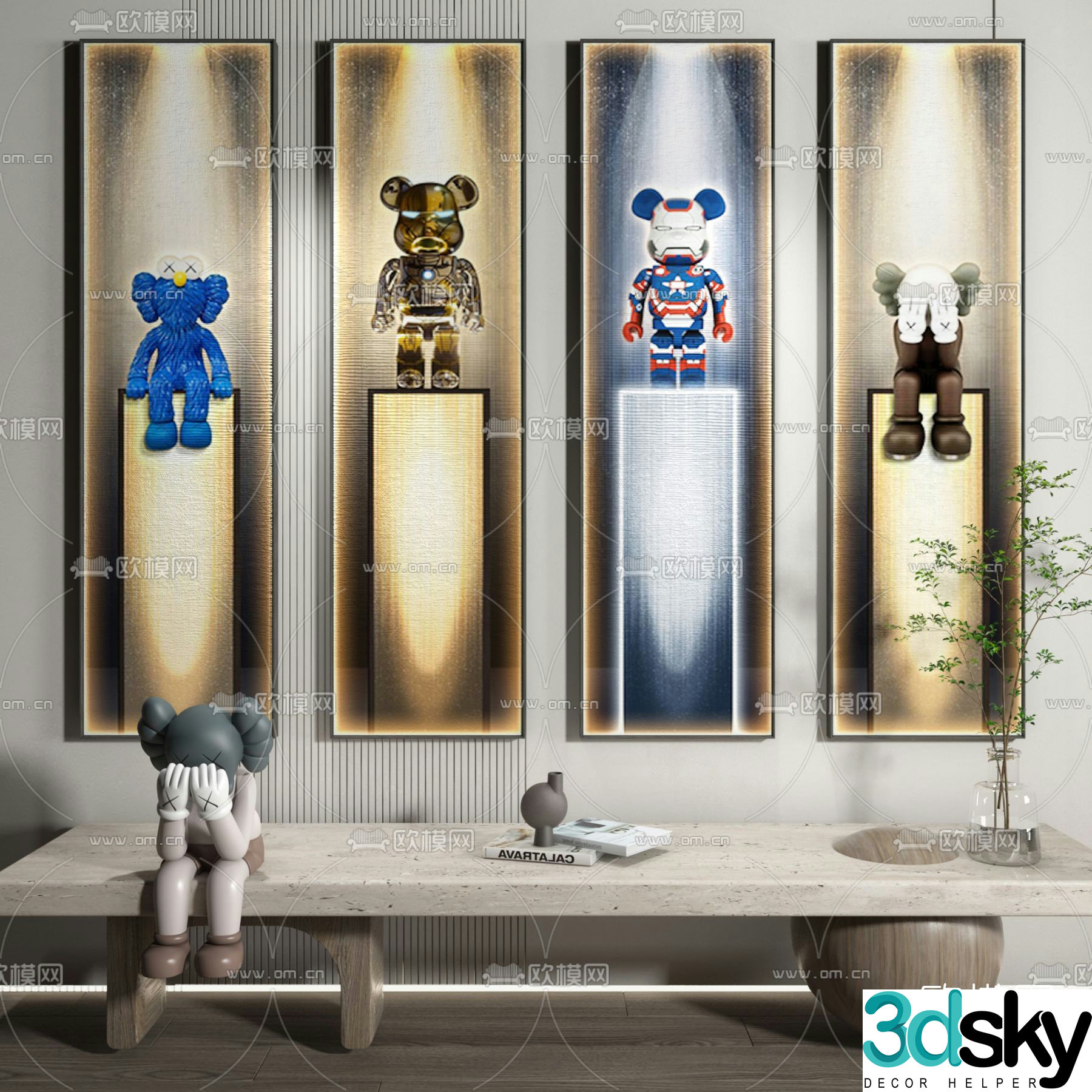 Modern KAWS decorative painting 3d model