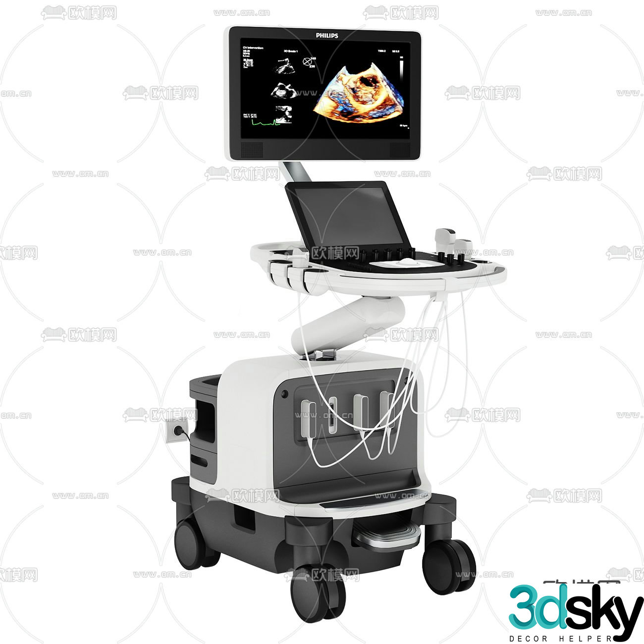 Modern medical equipment ultrasound examination instrument type 3d model