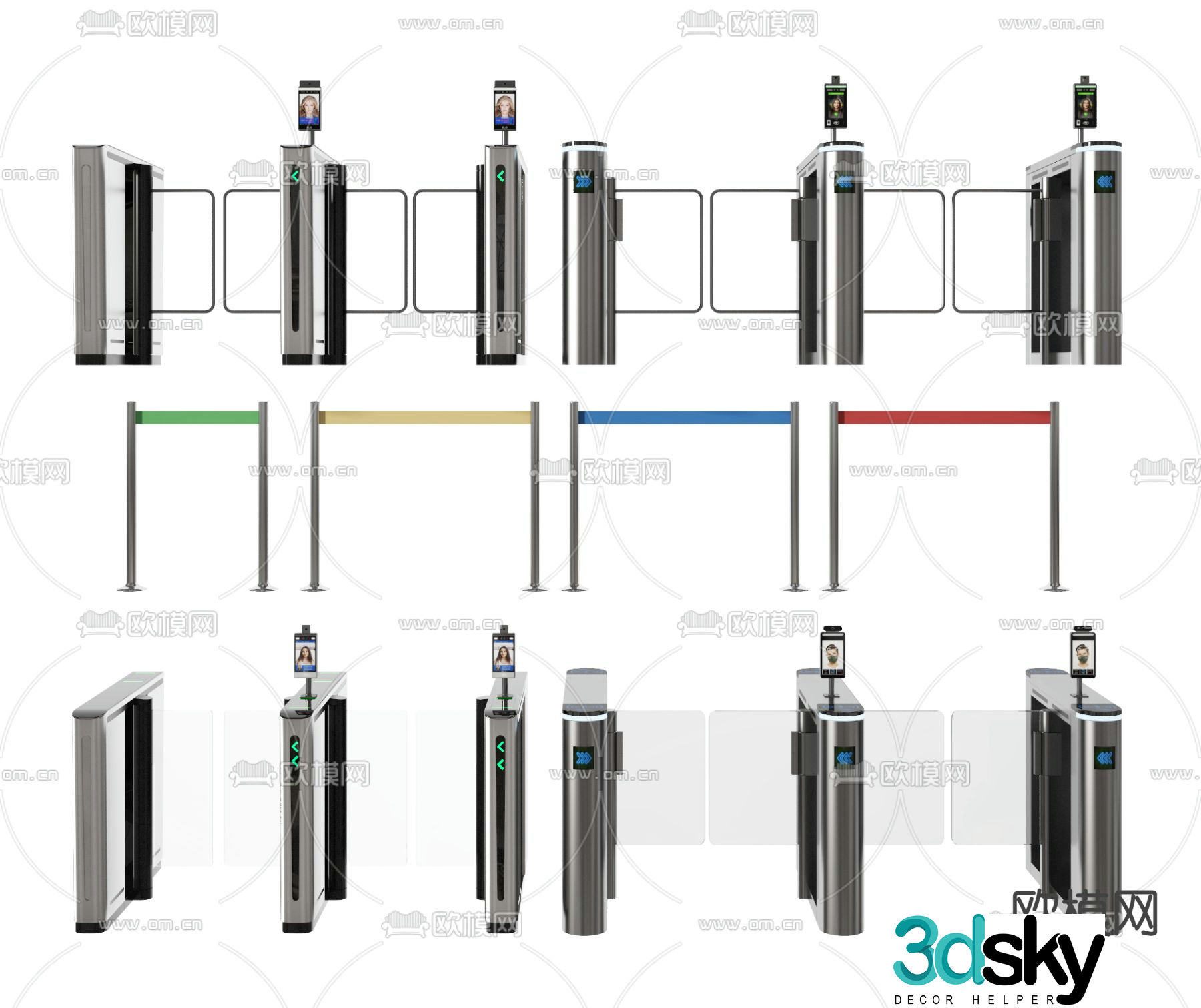 Modern automatic door sensor gate machine gate 3d model