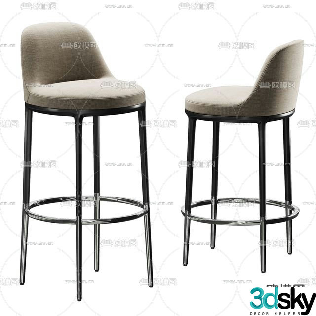 B&B italia modern fabric bar chair 3d model