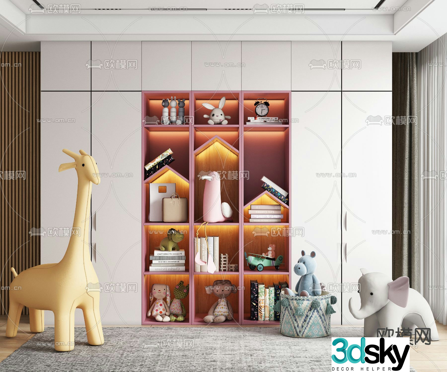 Modern children’s wardrobe animal doll 3d model