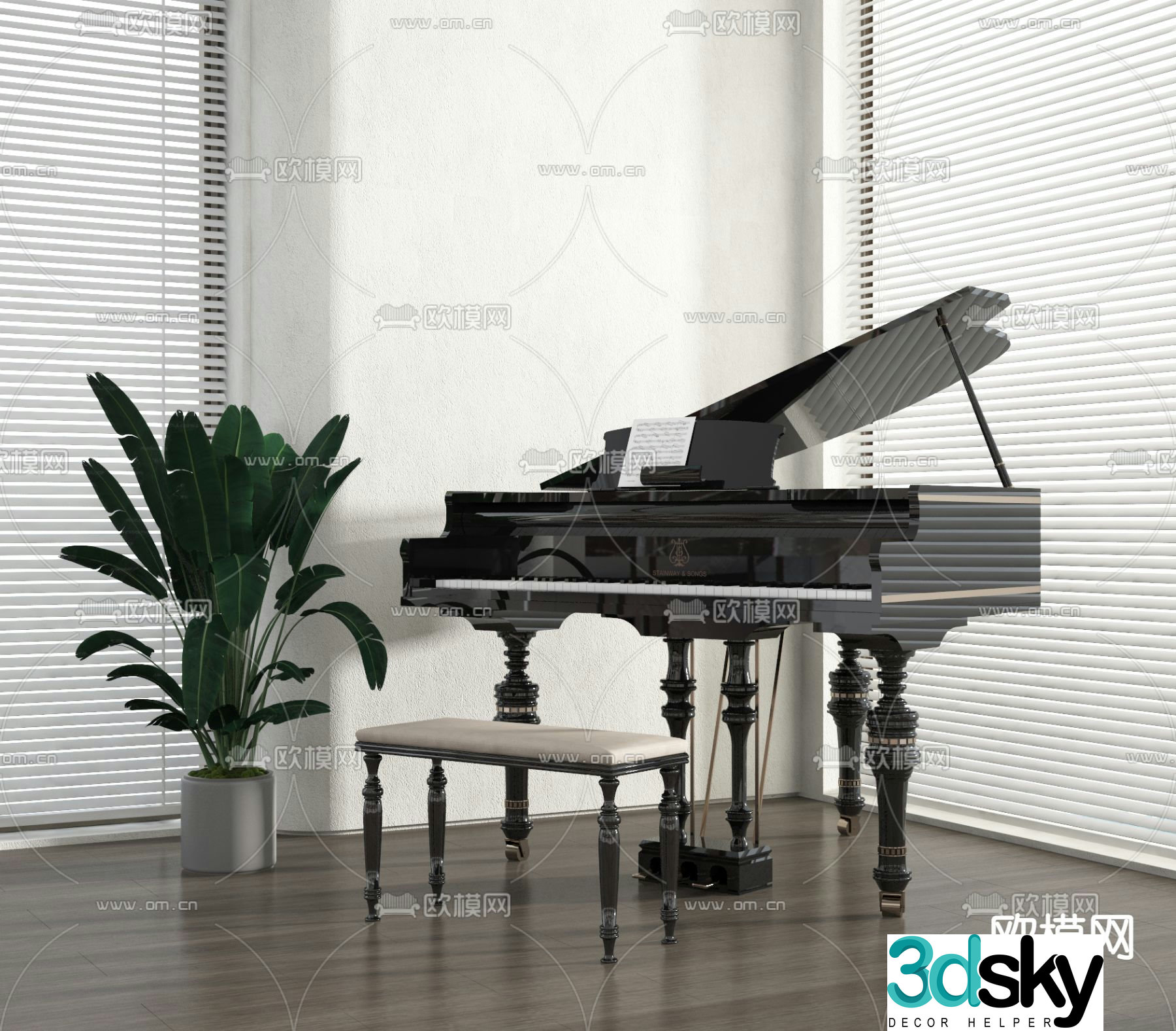 American piano 3d model