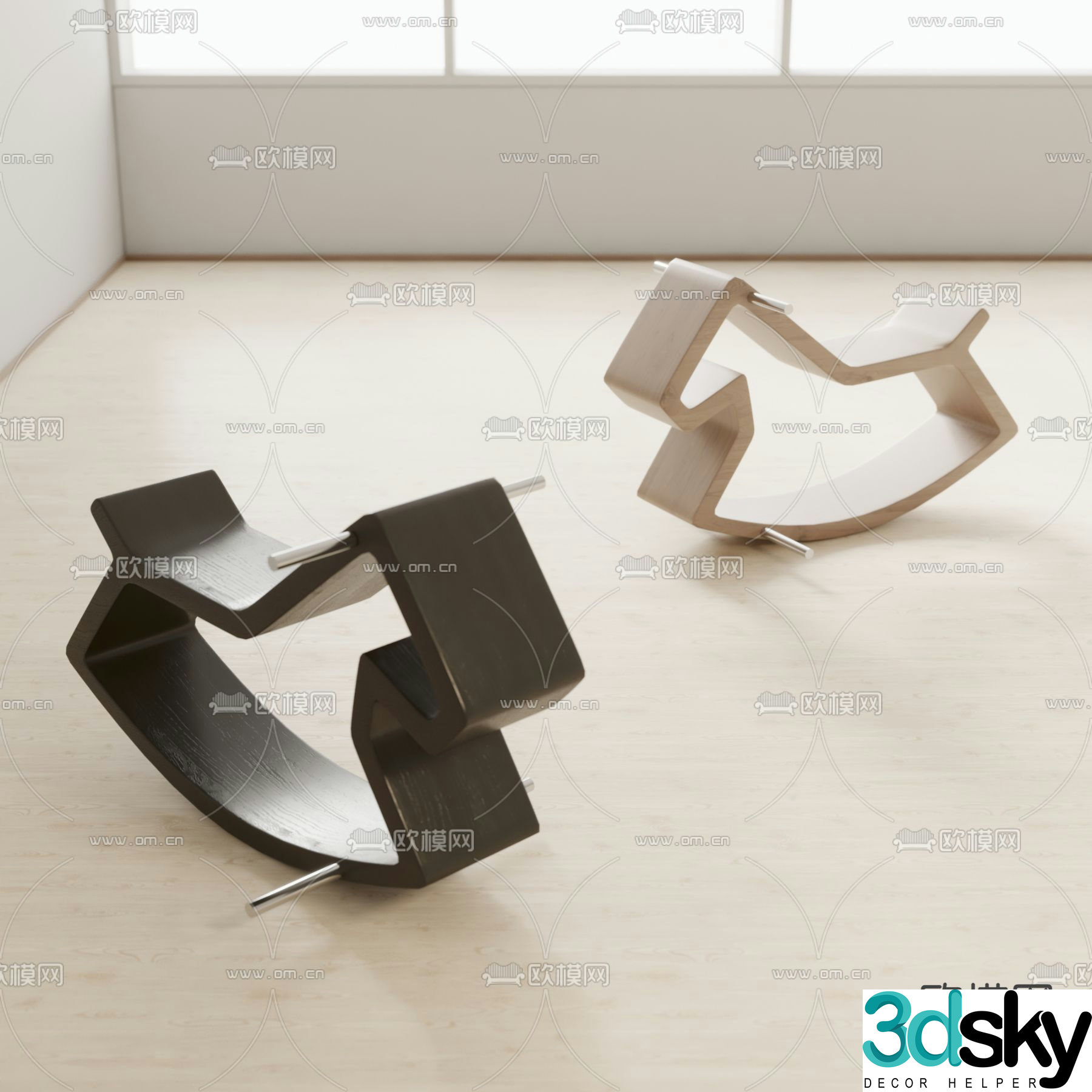 Modern children’s rocking horse toy 3d model