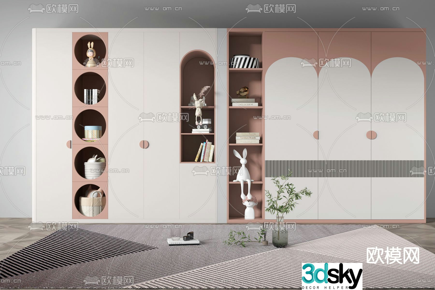 Nordic children’s wardrobe decorative cabinet 3d model