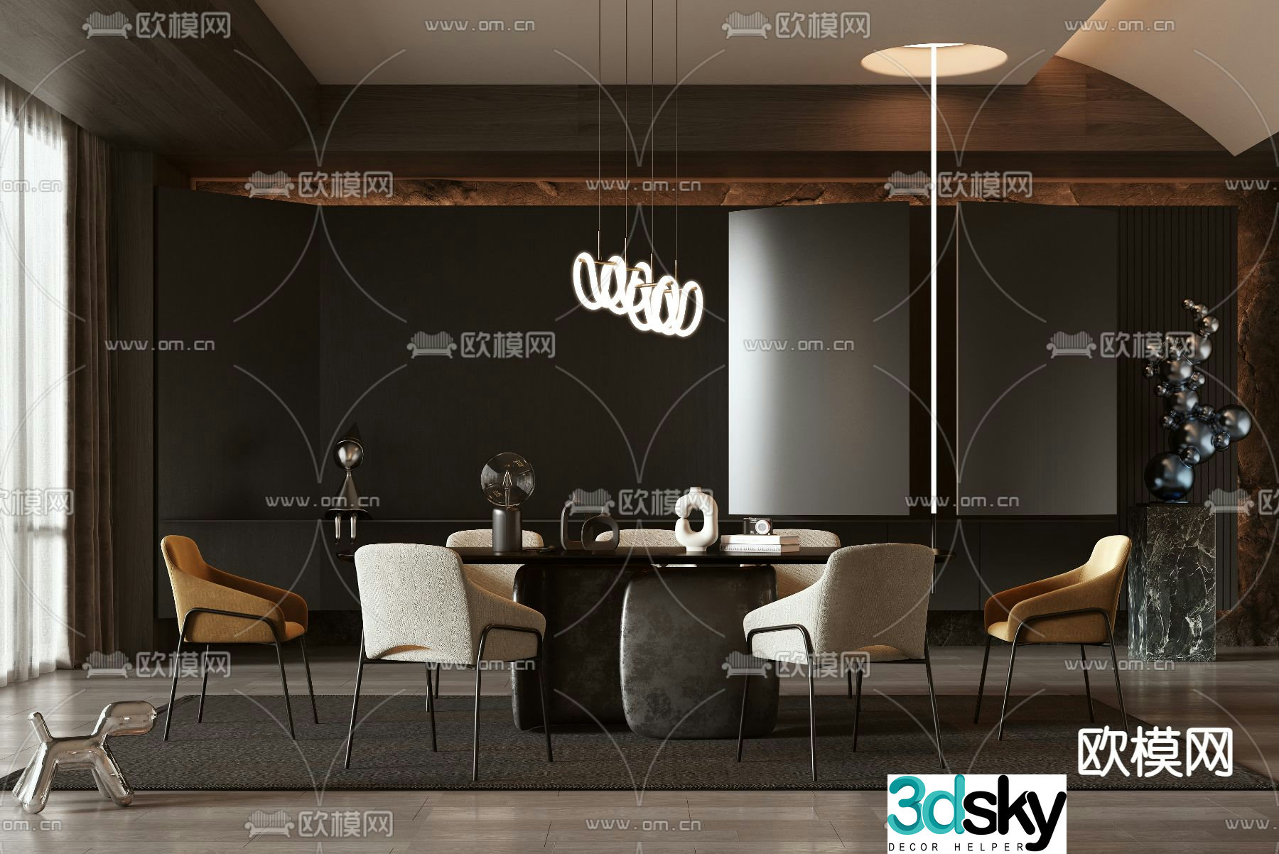 Bonaldo premium gray restaurant 3d model