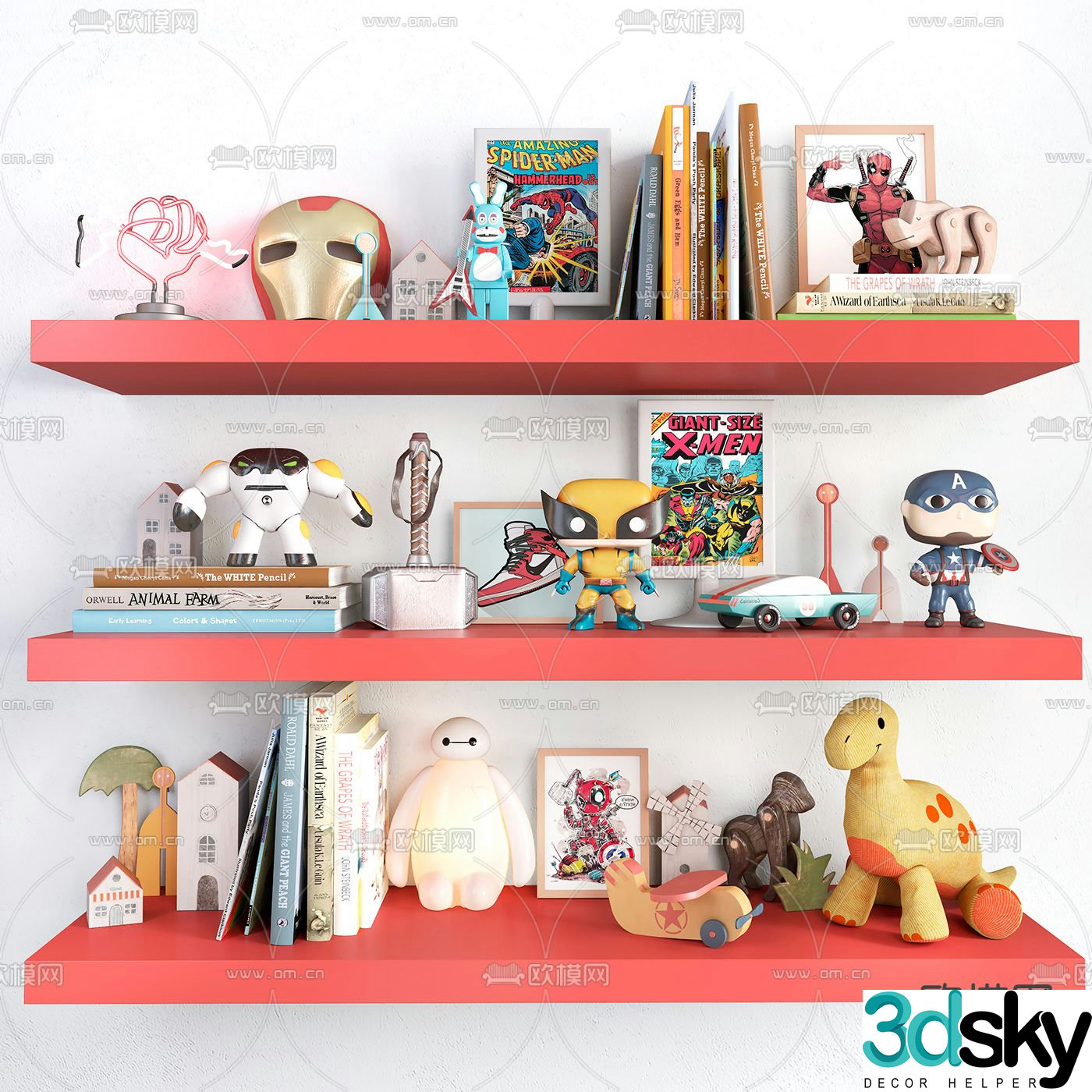 Modern children’s toys books ornaments 3d model
