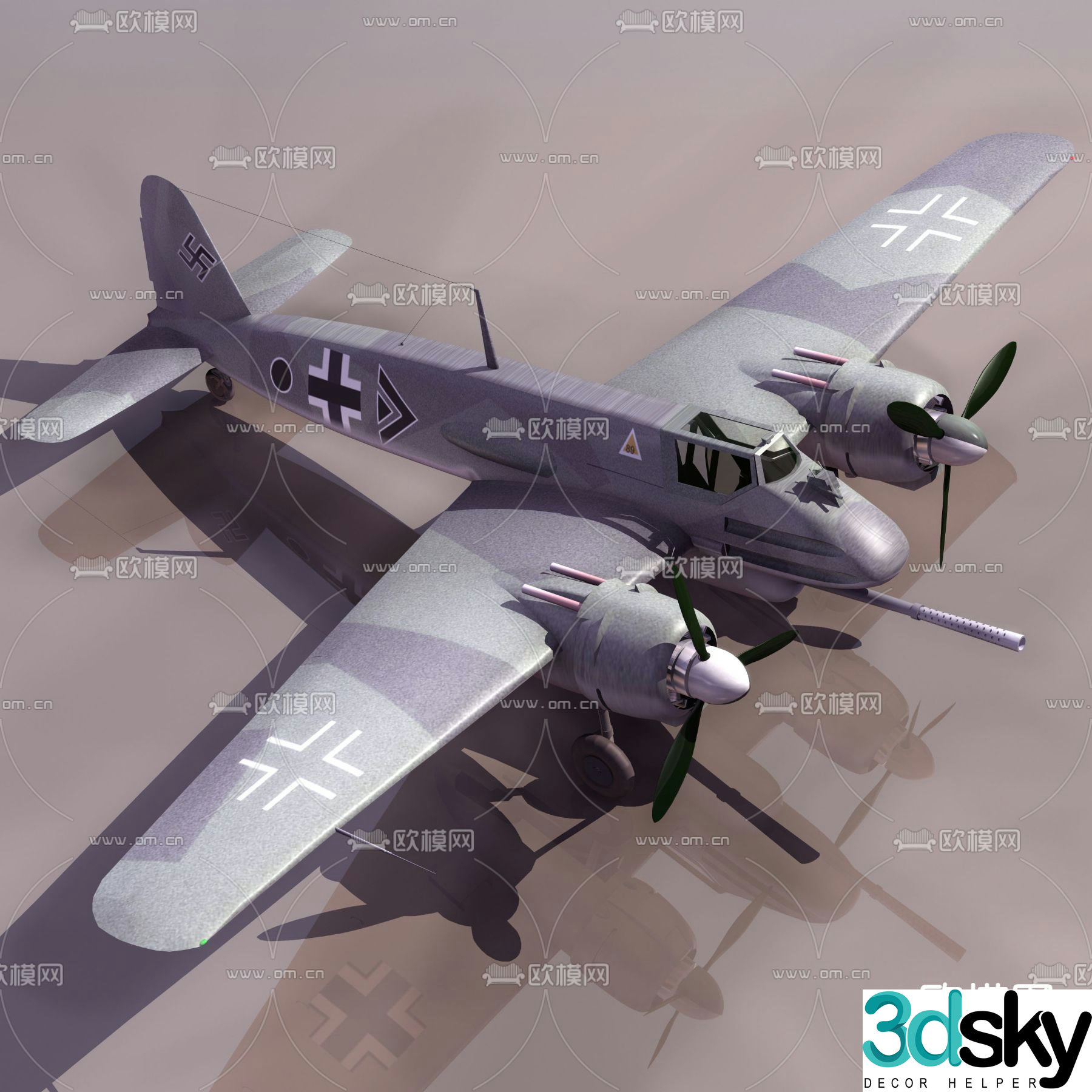 Industrial style fighter jet free 3d model