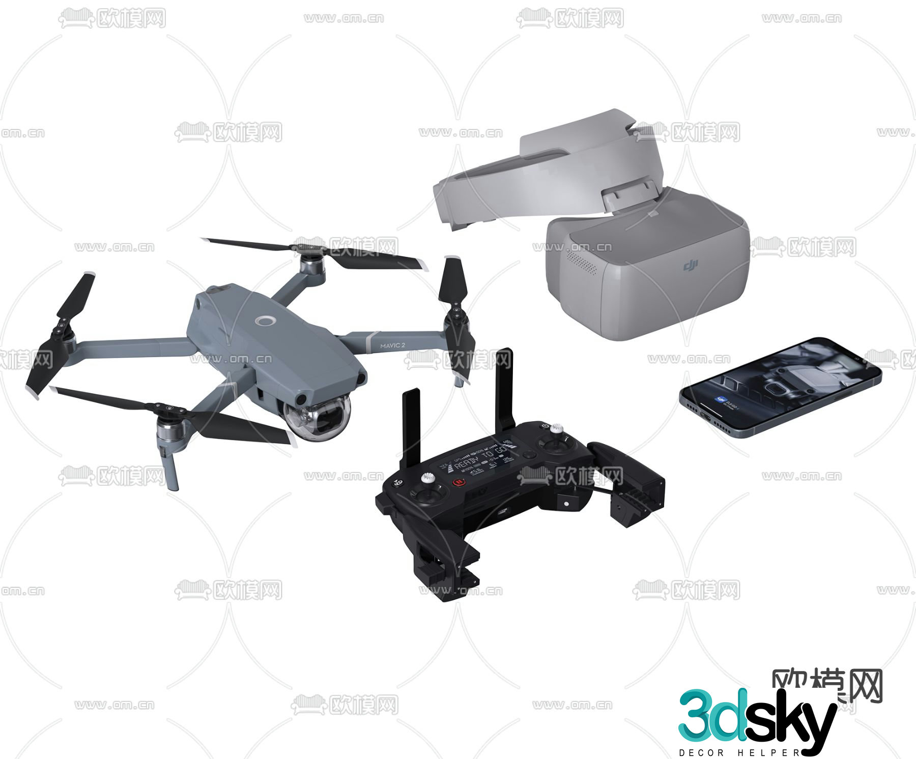 Modern smart drone VR remote control 3d model