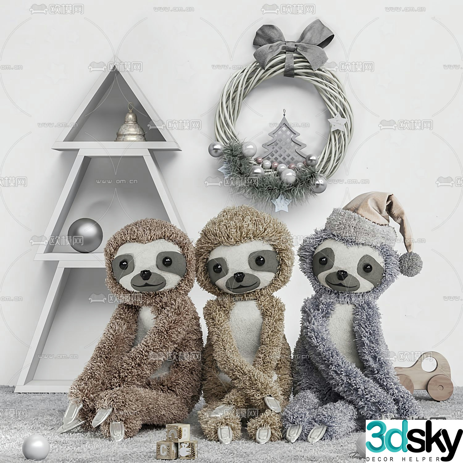 Modern sloth children’s plush toy 3d model