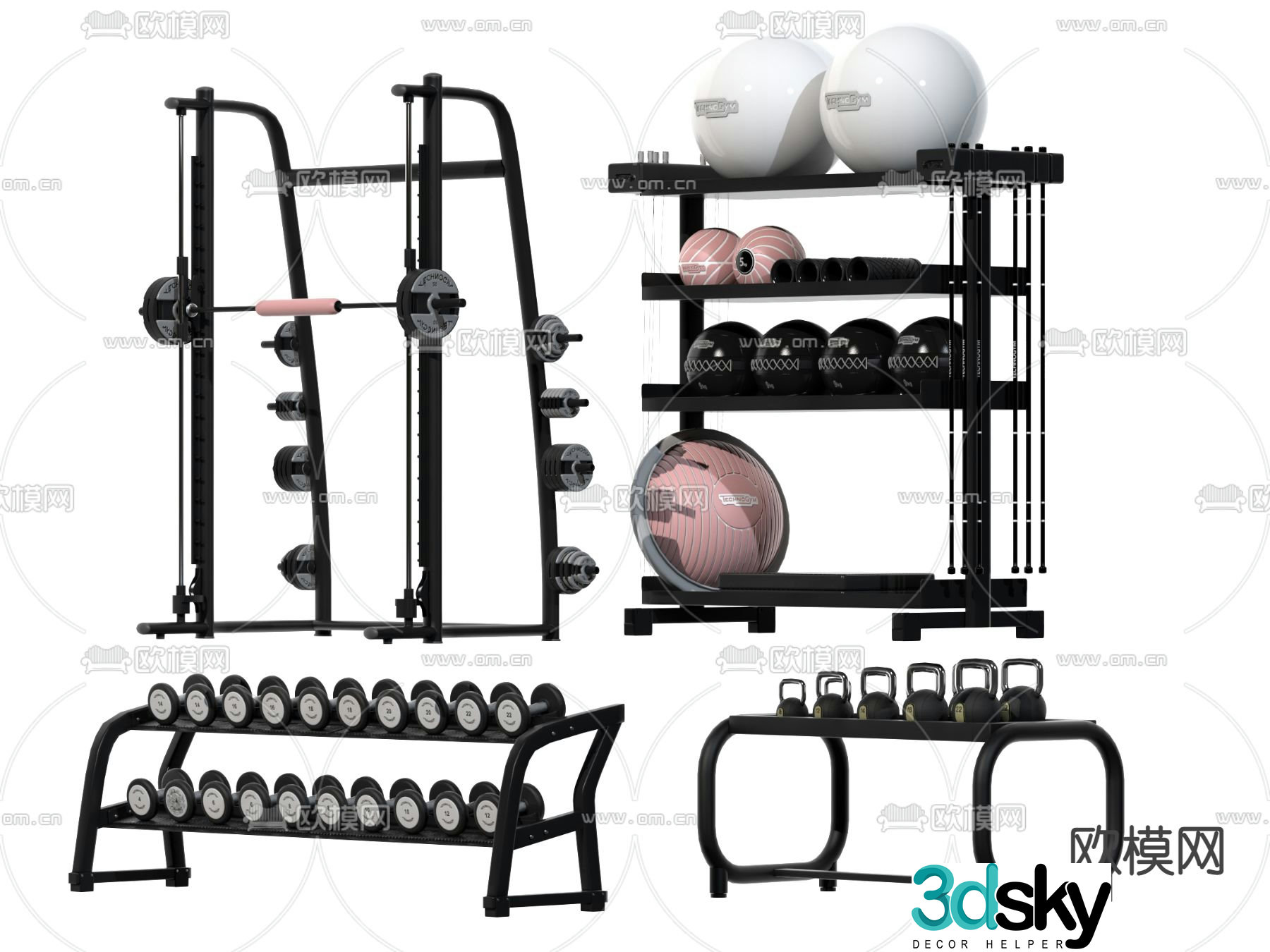 Modern dumbbell fitness equipment 3d model
