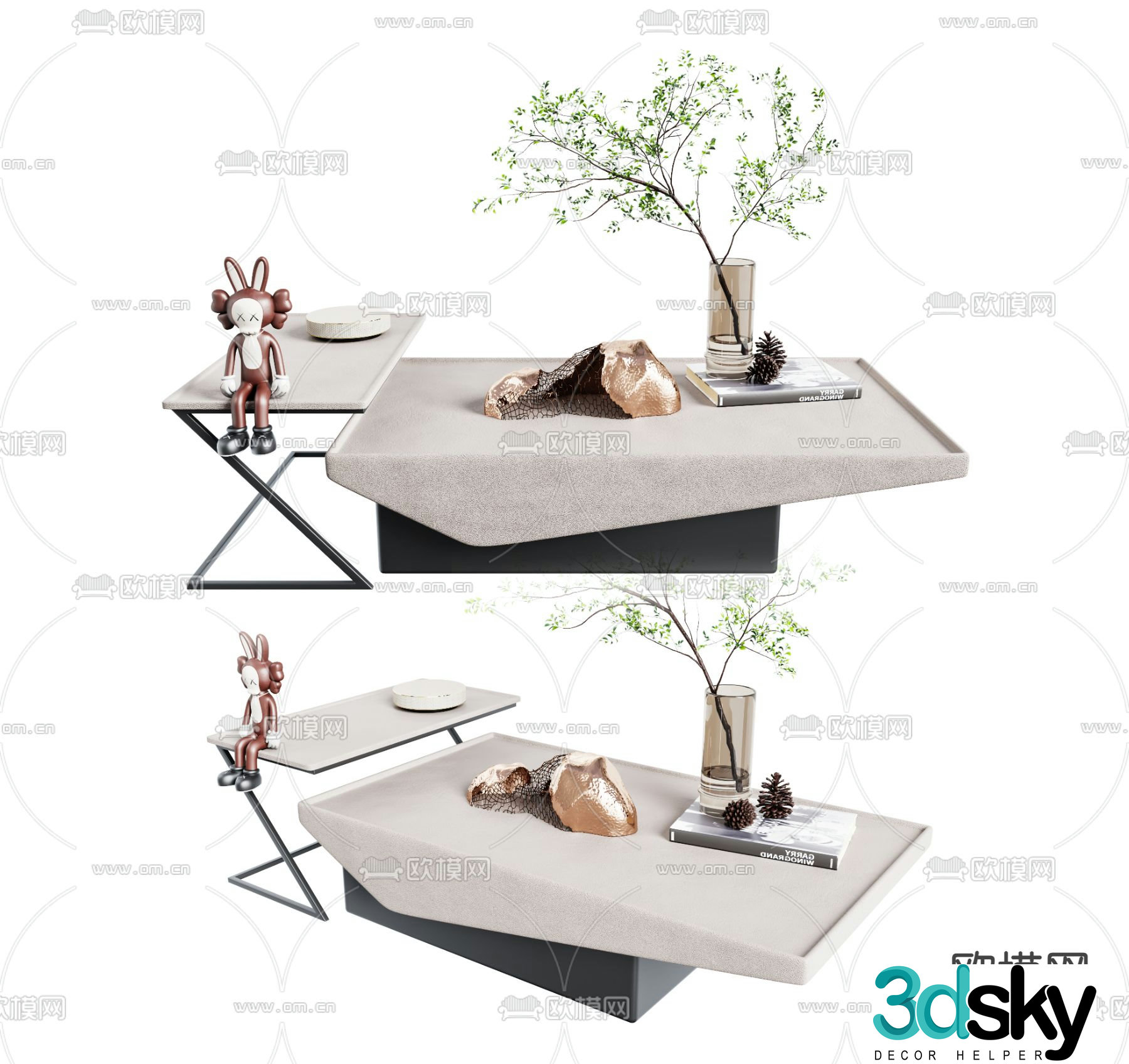 B&B italia modern cream style coffee table 3d model