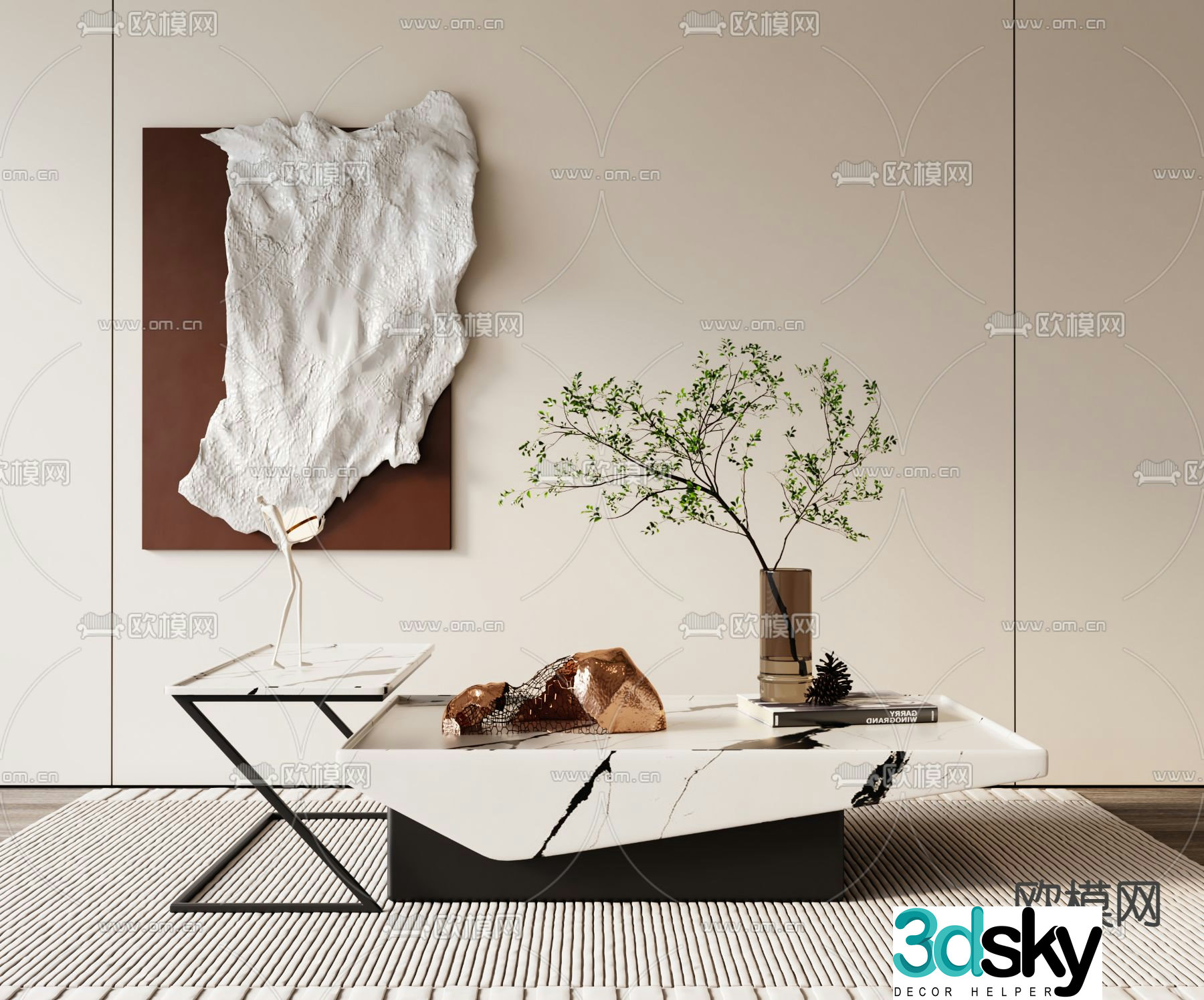 Cattelan Italia modern marble coffee table 3d model