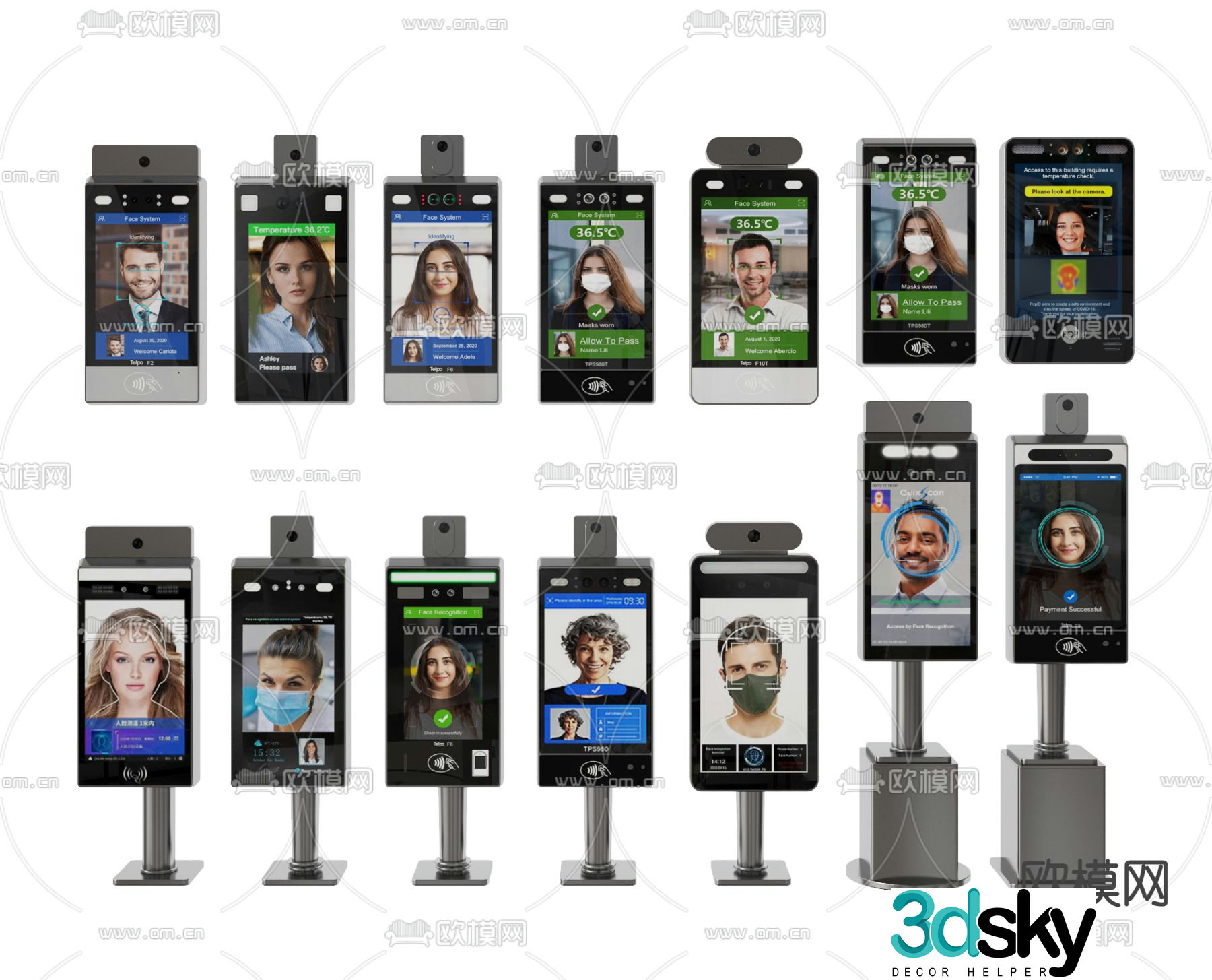 Face recognition machine fingerprint machine punch card machine 3d model