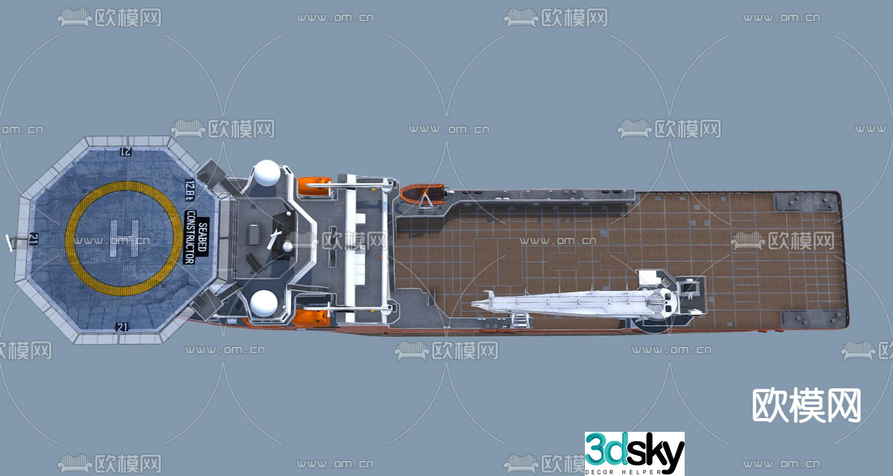 Modern warship 3d model