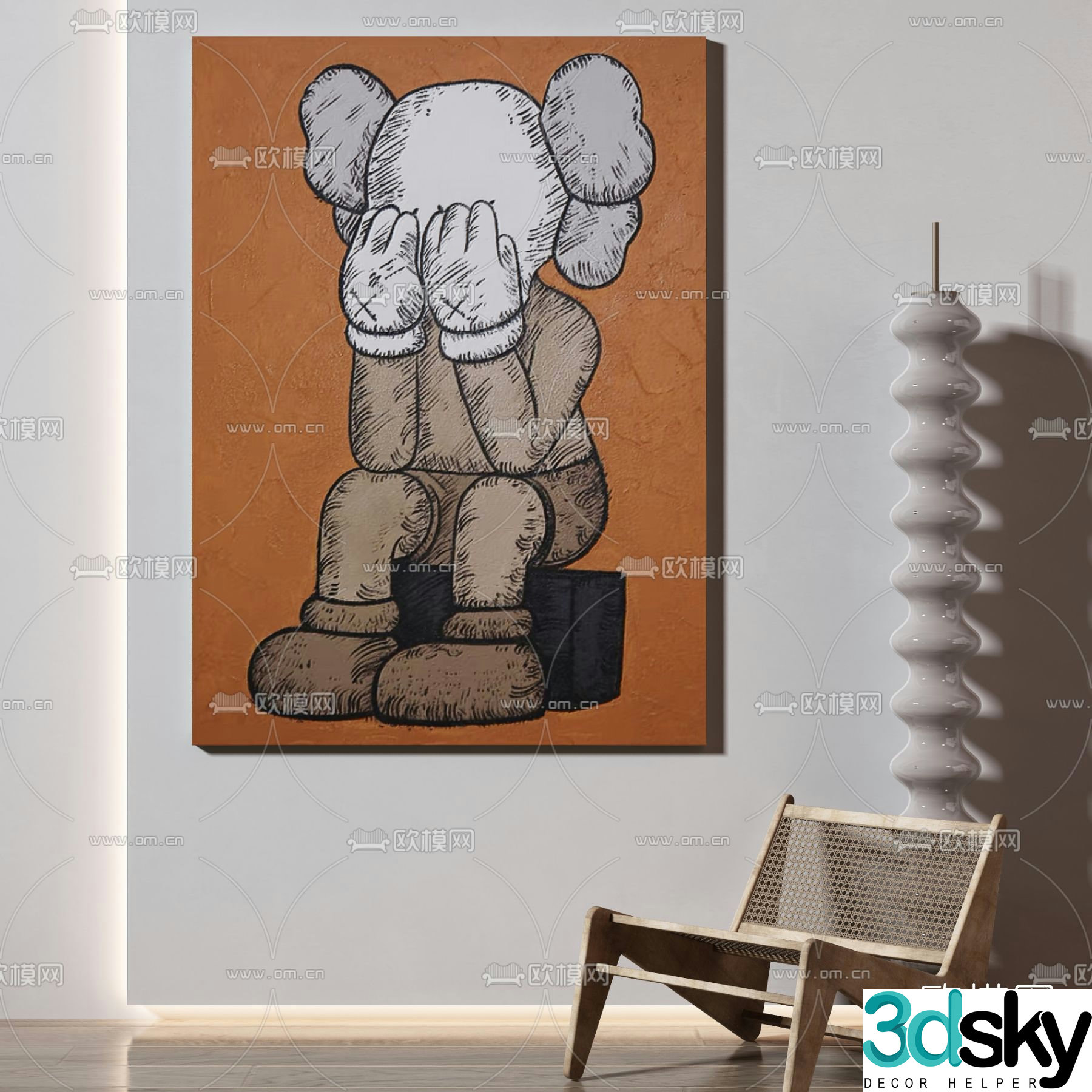 Modern KAWS decorative painting 3d model