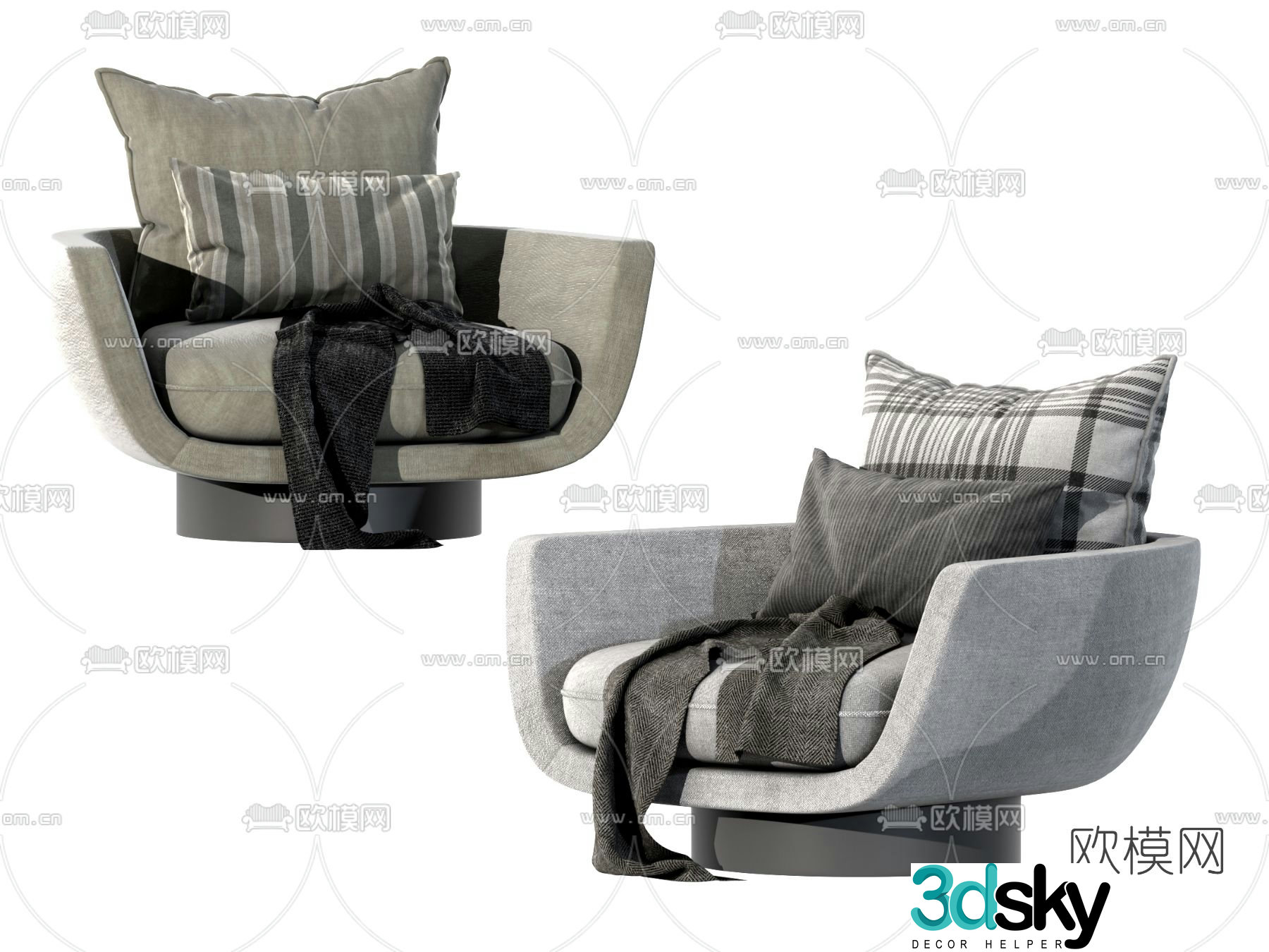 B&B italia modern gray lounge sofa 3d model