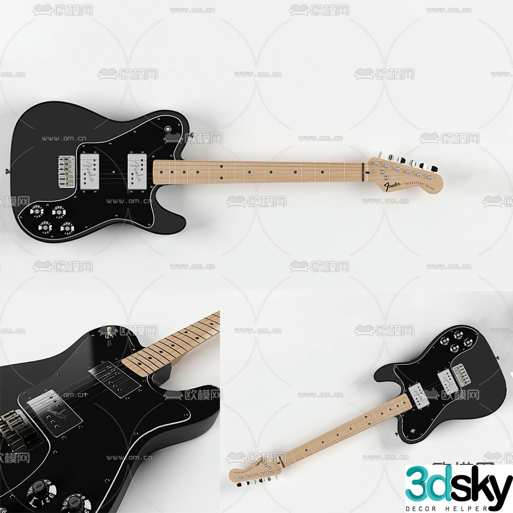 Modern electric guitar 3d model