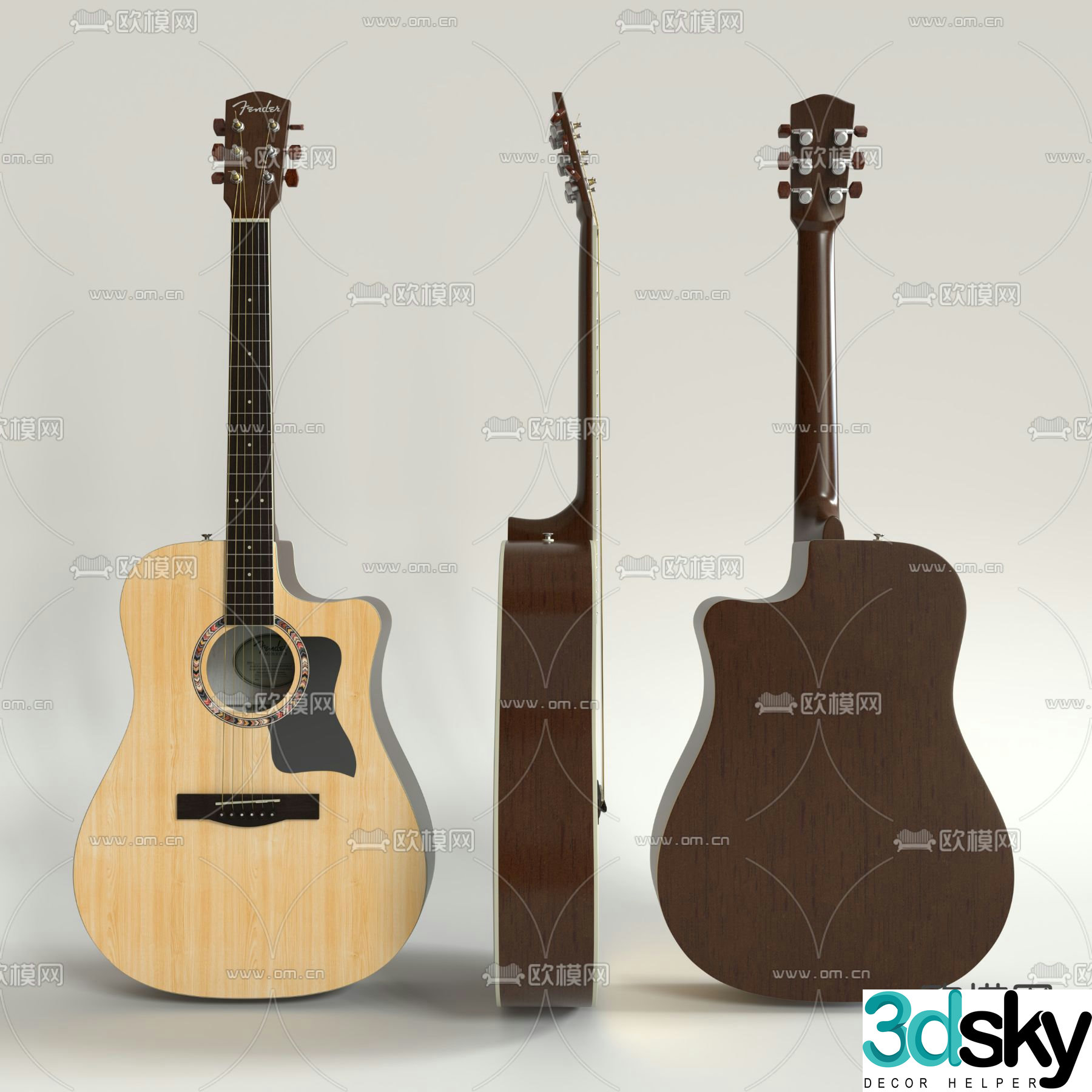 acoustic guitar 3d model