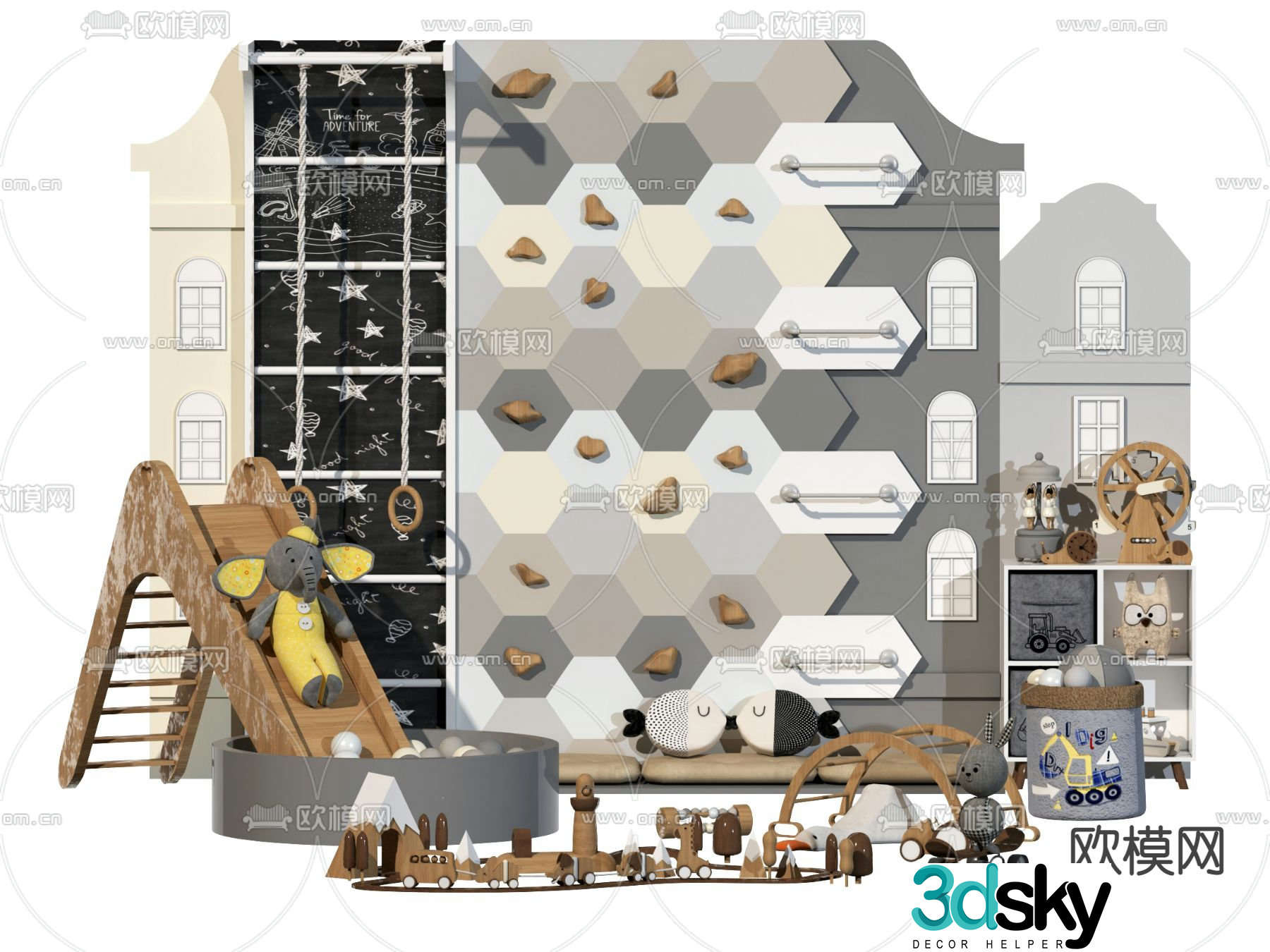 Modern climbing climbing facility for children 3d model