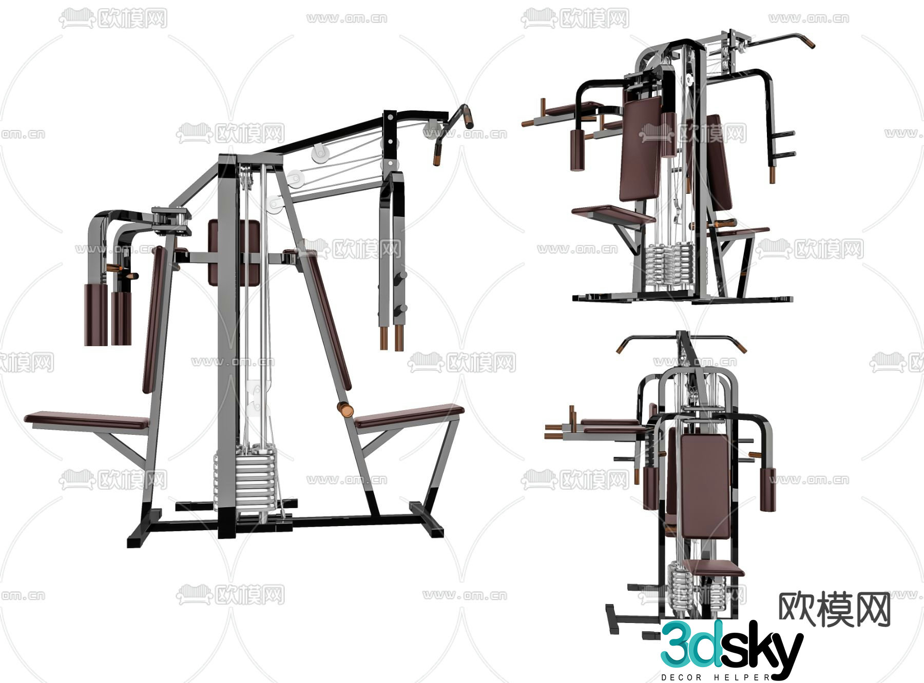 Modern seated chest press trainer 3d model