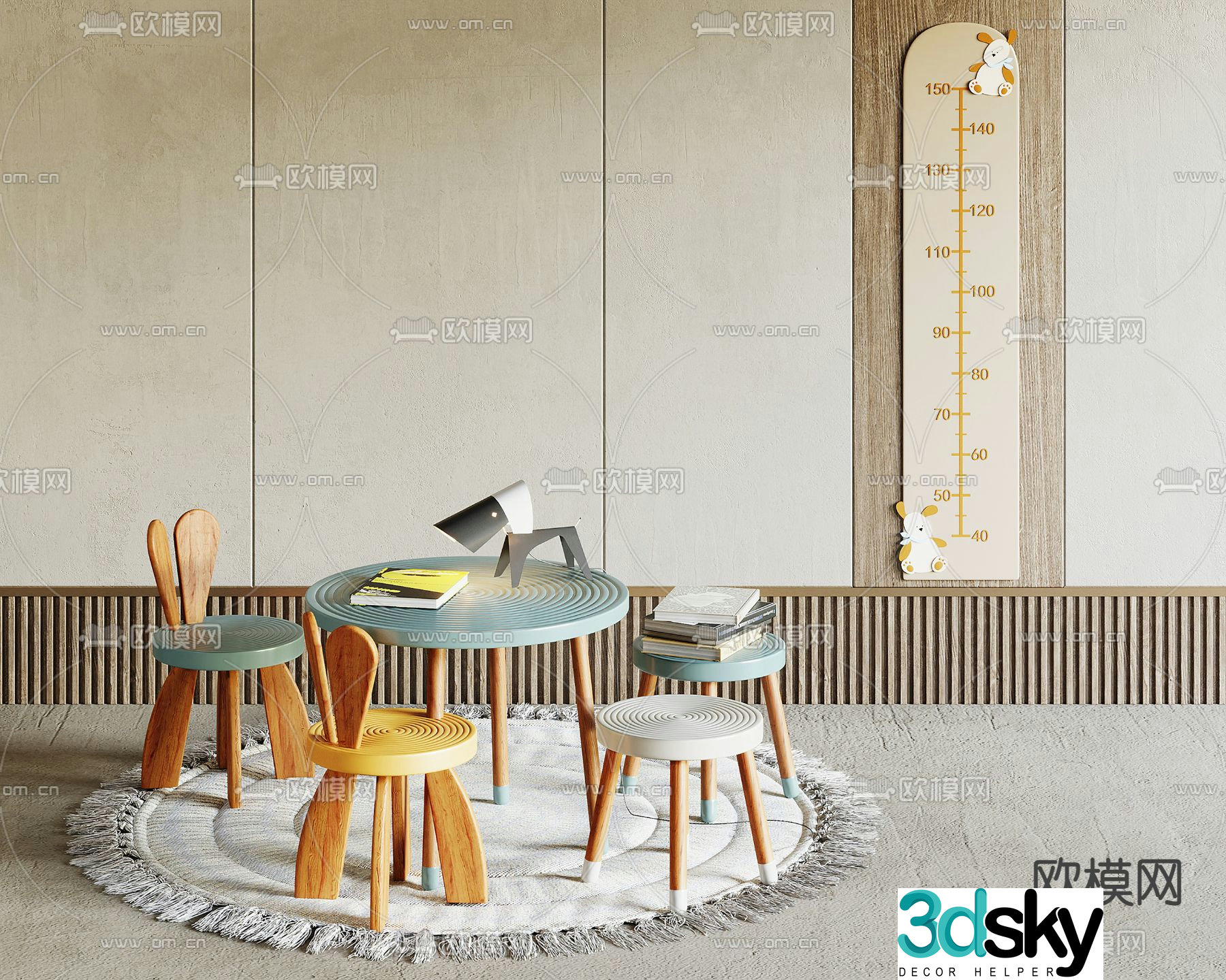 Modern children’s table and chair 3d model