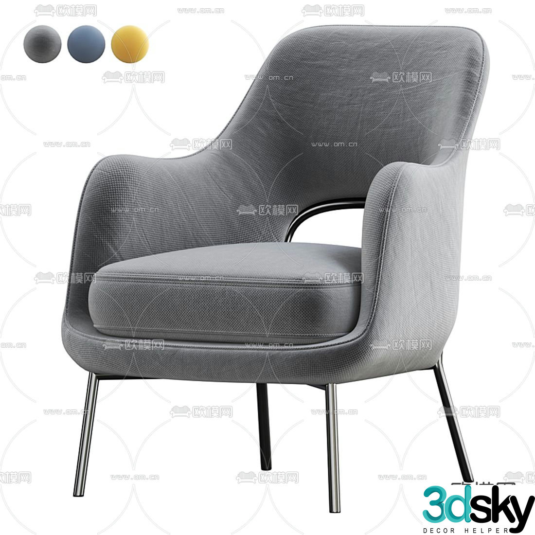 FLEXFORM gray cloth lounge chair 3d model