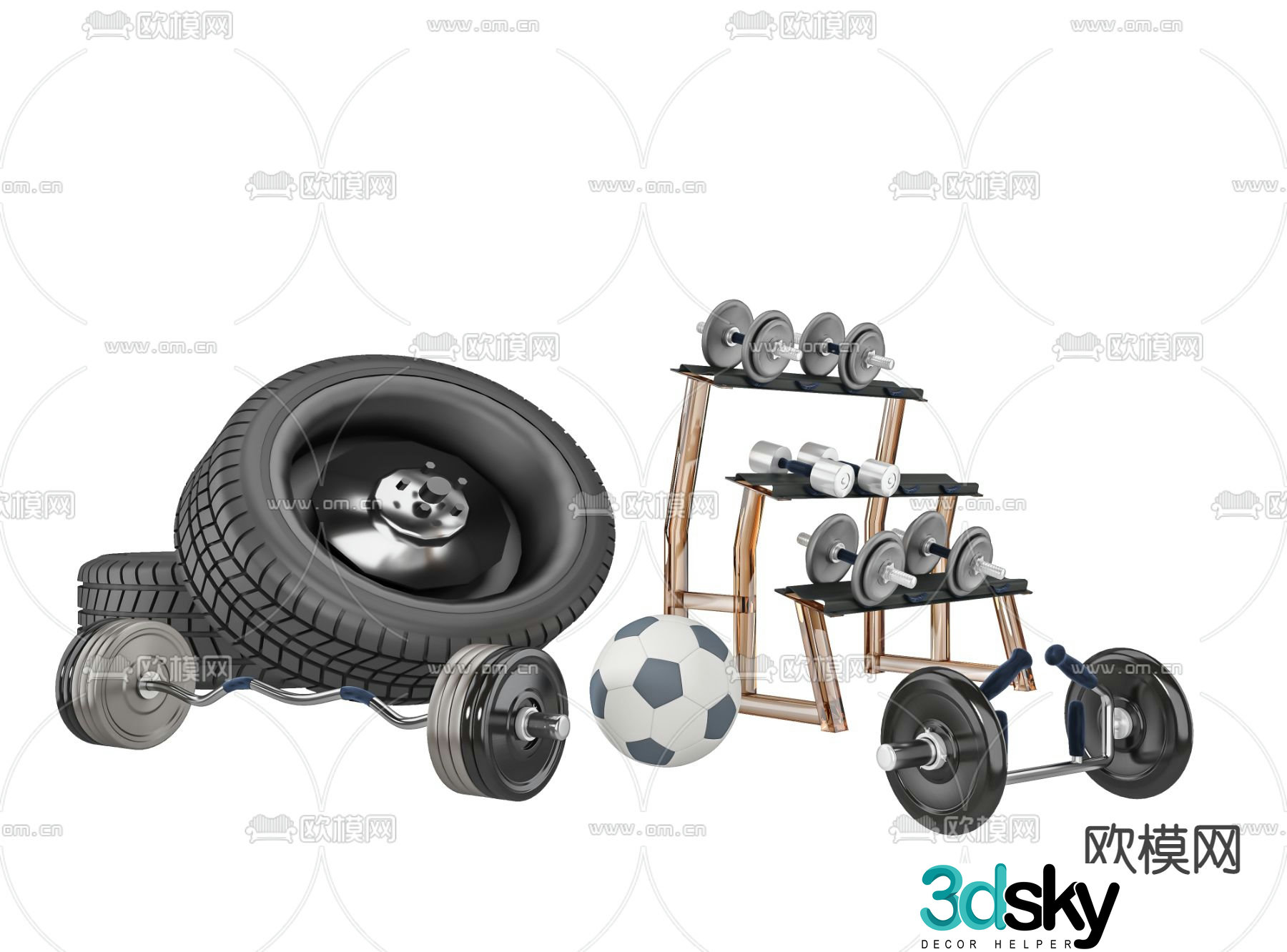 Modern fitness equipment 3d model