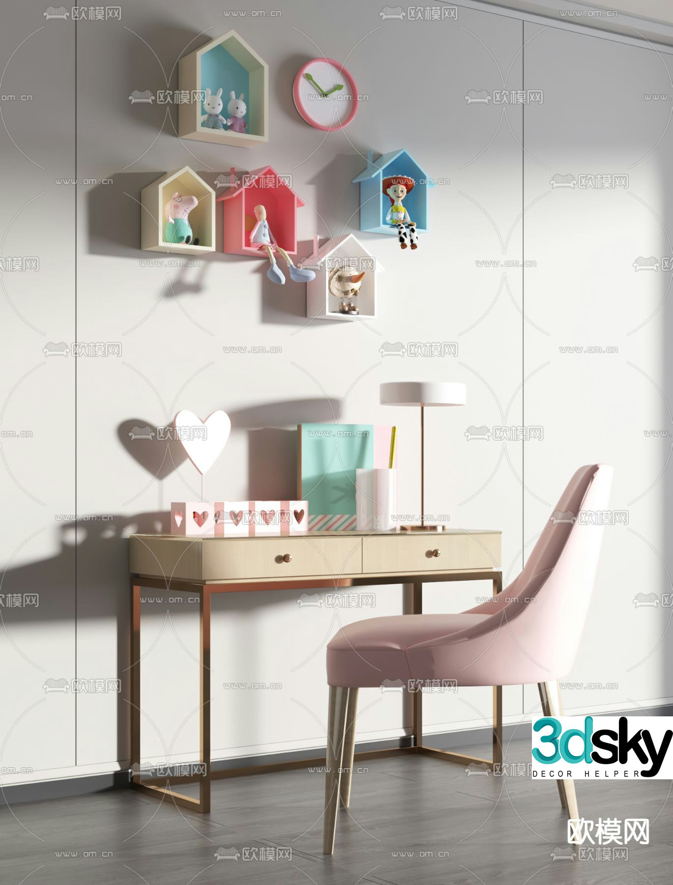 Modern children’s desk chair 3d model